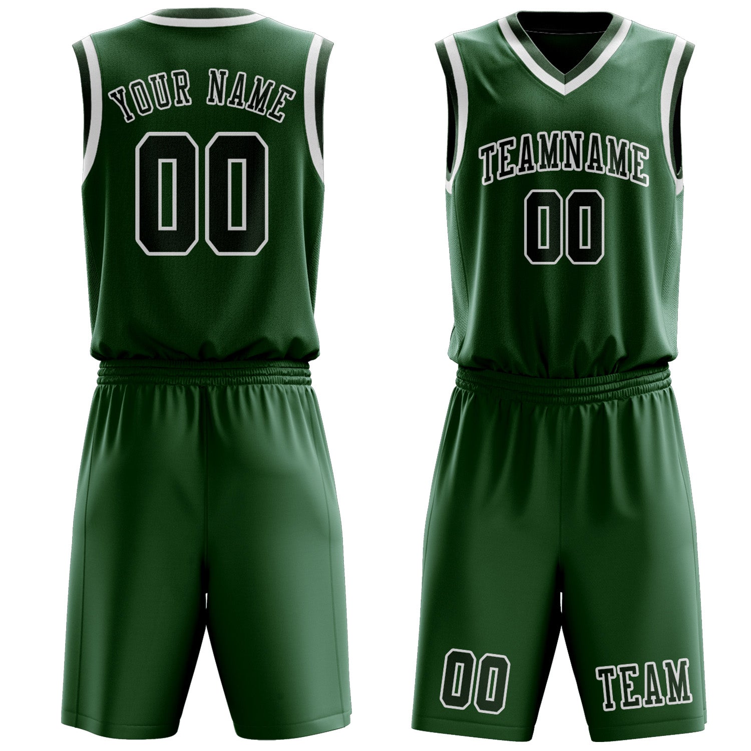 Benutzerdefiniertes Professionelles Moosgrün Tannengrün Basketballtrikot-Set