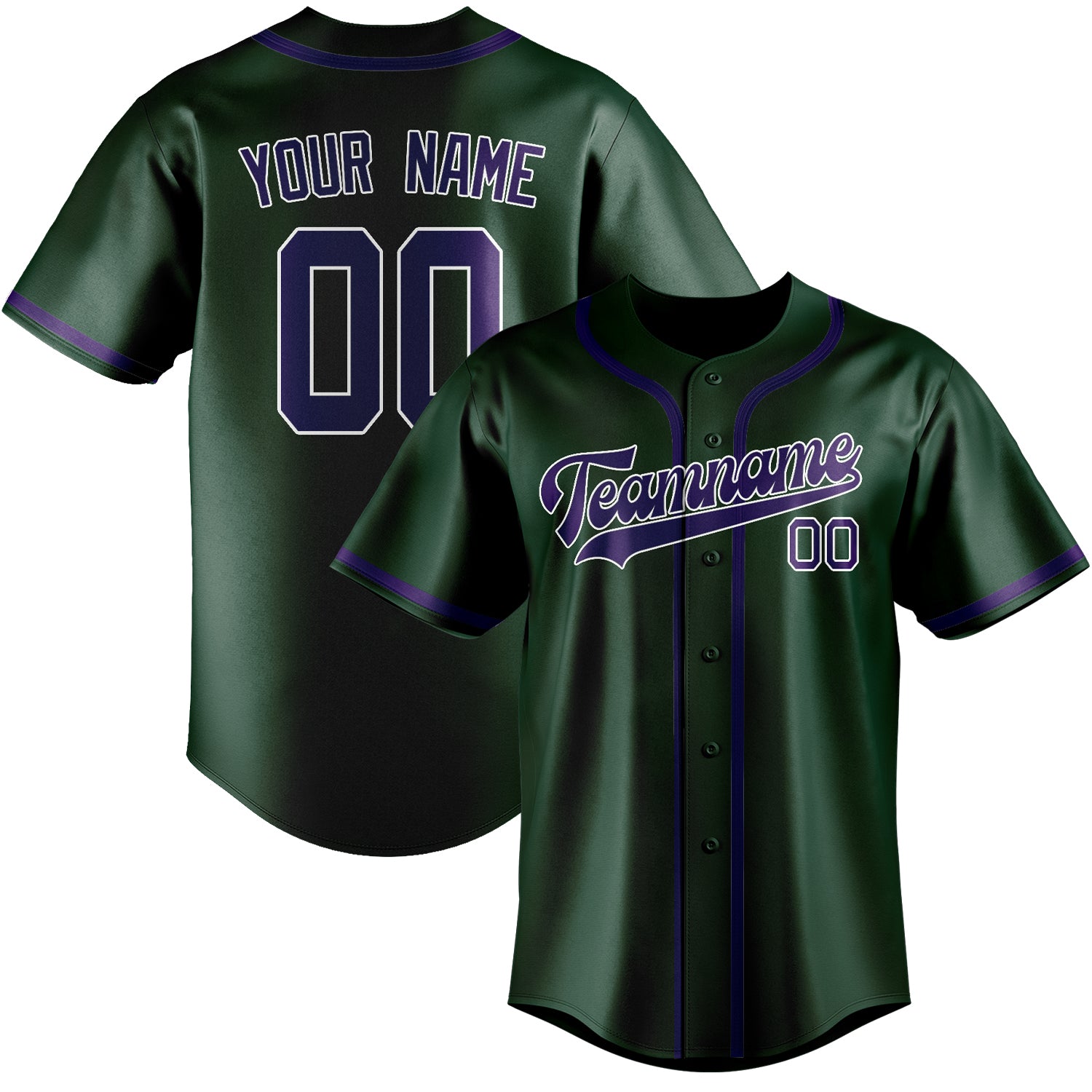 Benutzerdefiniertes Professionelles Moosgrün Lila Baseballtrikot