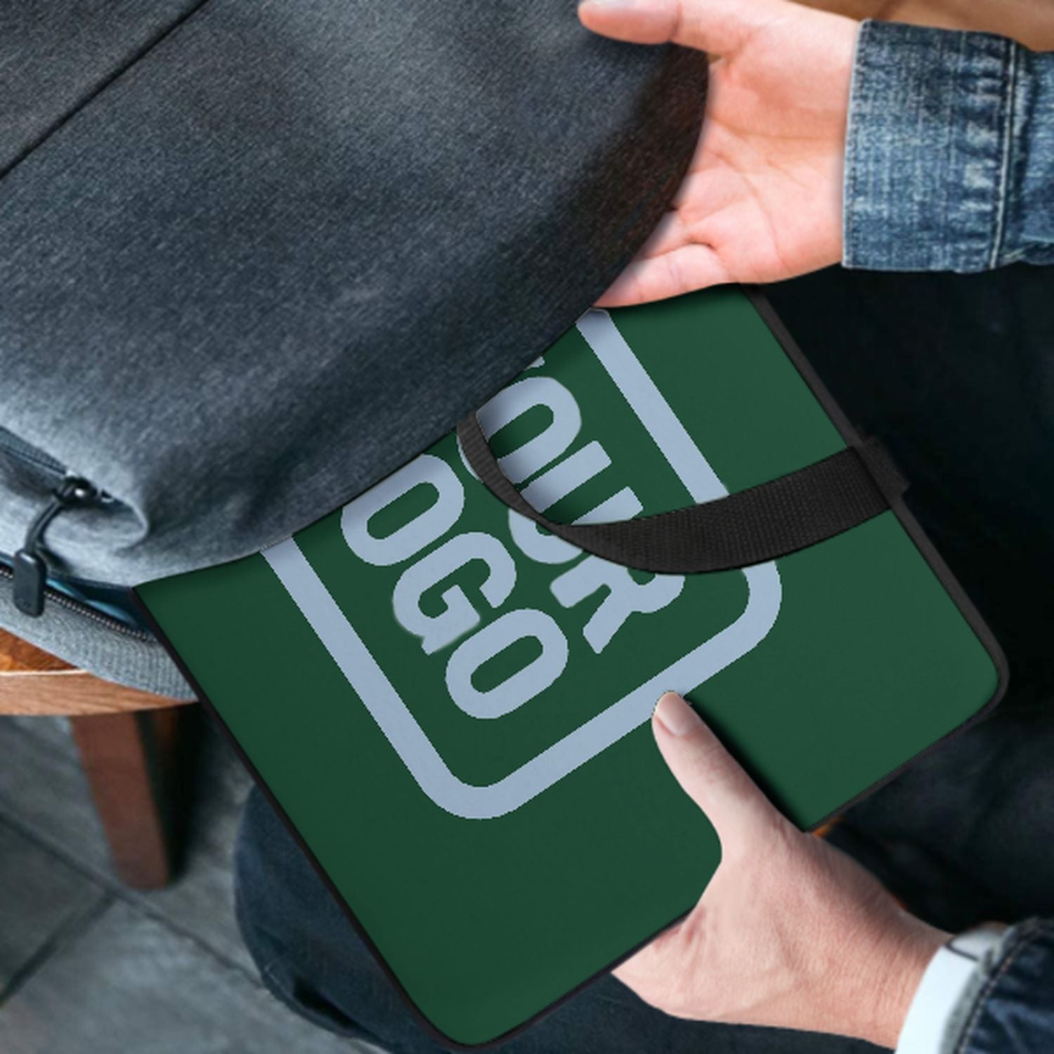 Bolsa portátil de color verde azulado de color verde hecho a medida