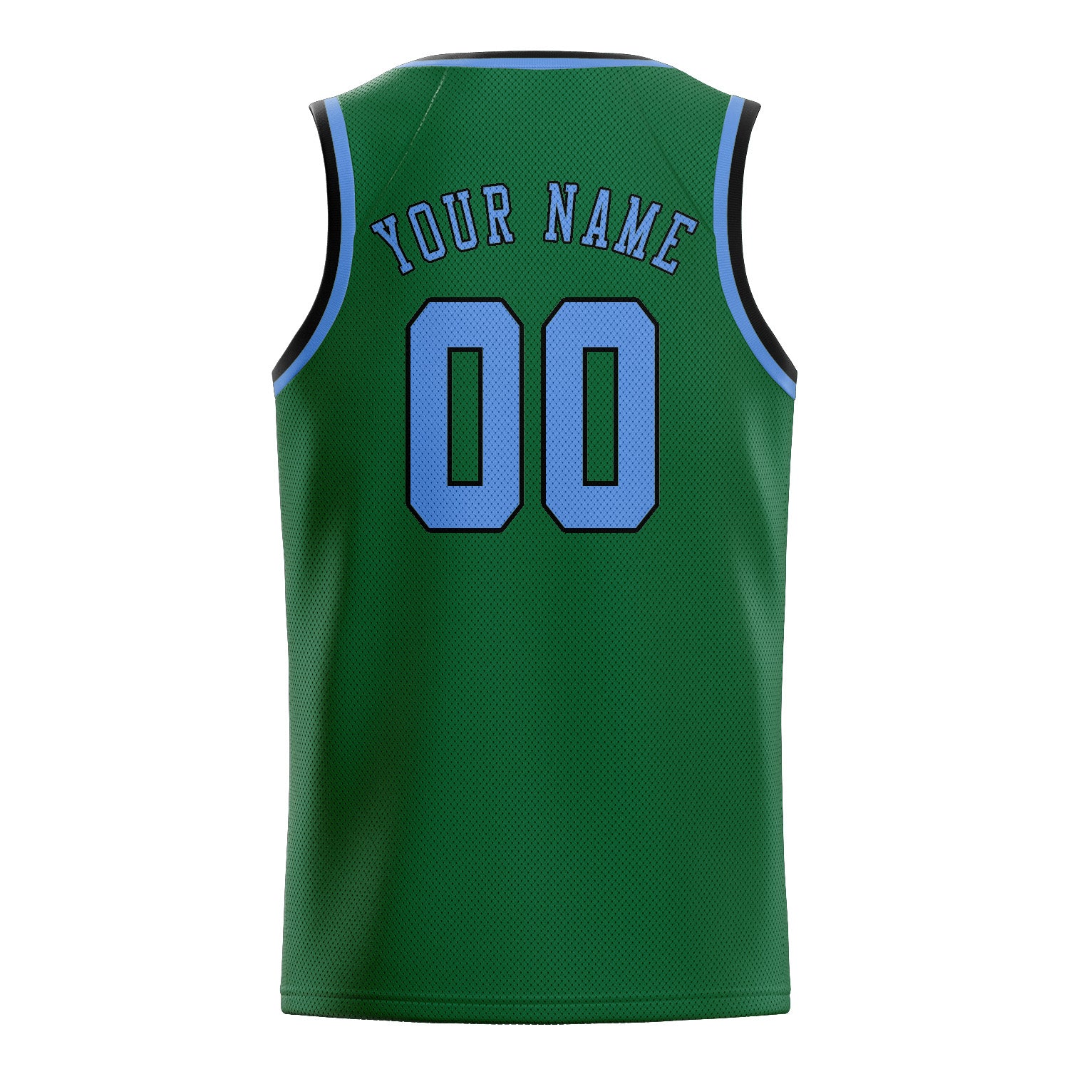 Benutzerdefiniertes Professionelles Moosgrün Hellblau Basketballtrikot