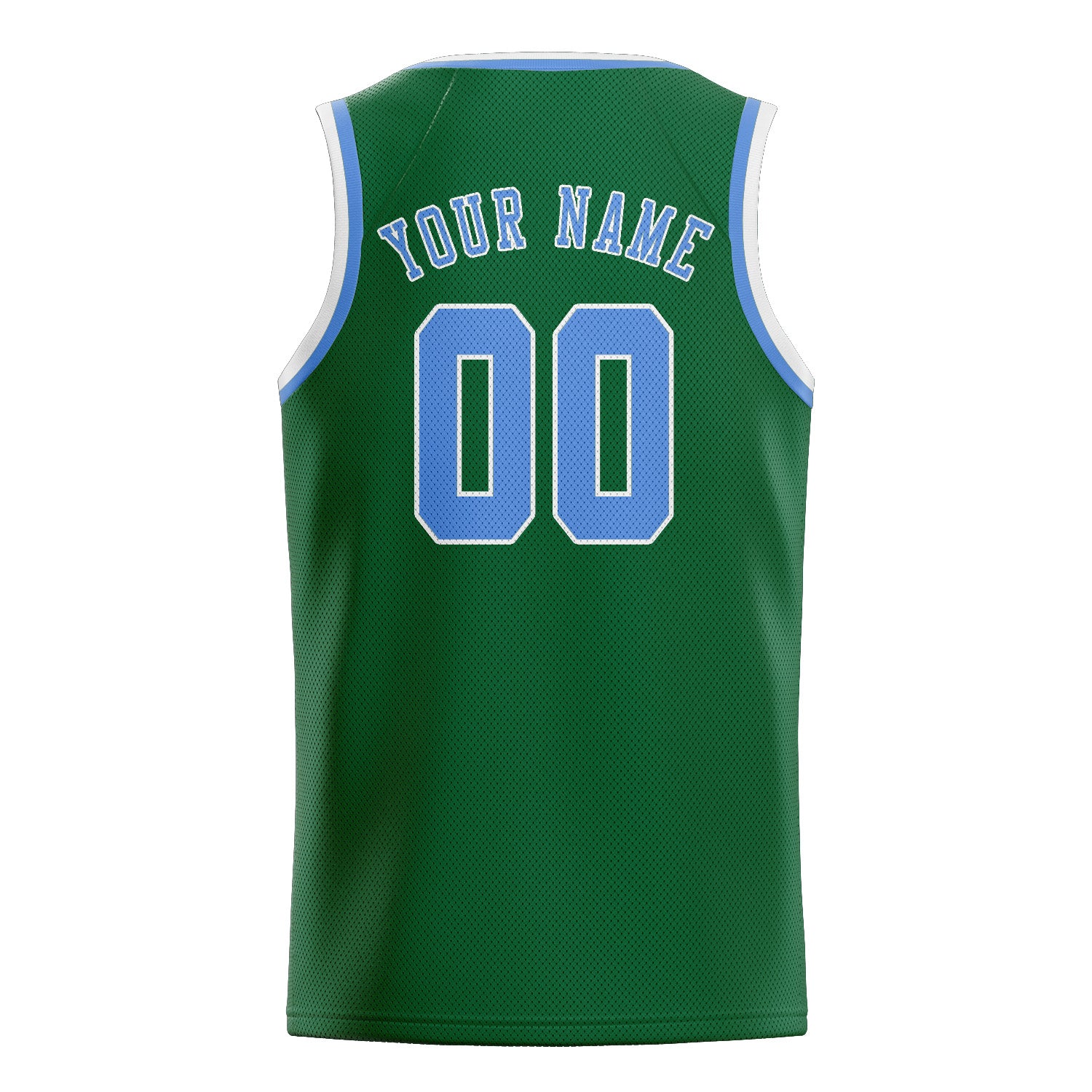 Benutzerdefiniertes Professionelles Moosgrün Hellblau Basketballtrikot