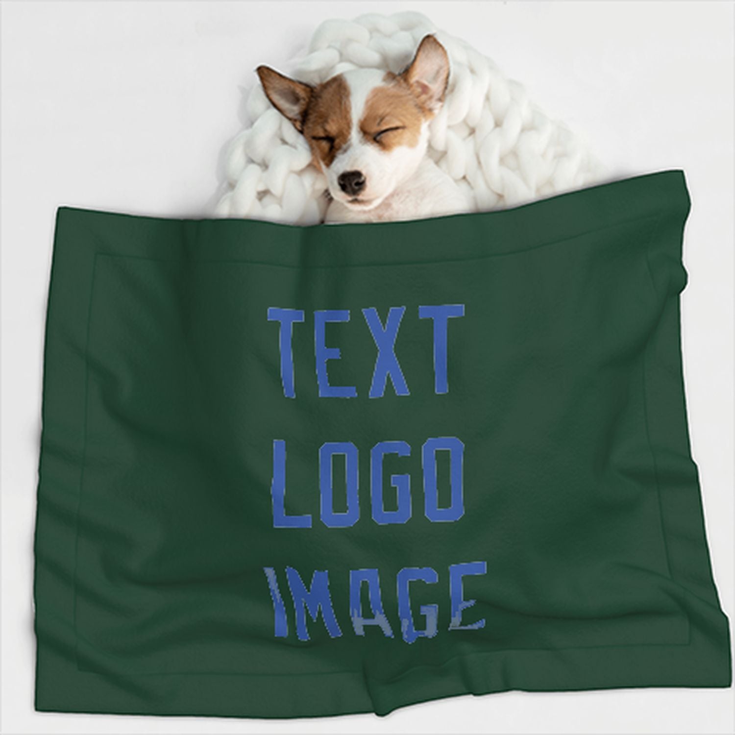 Coperta personalizzata per animali domestici color verde muschio e azzurro cielo