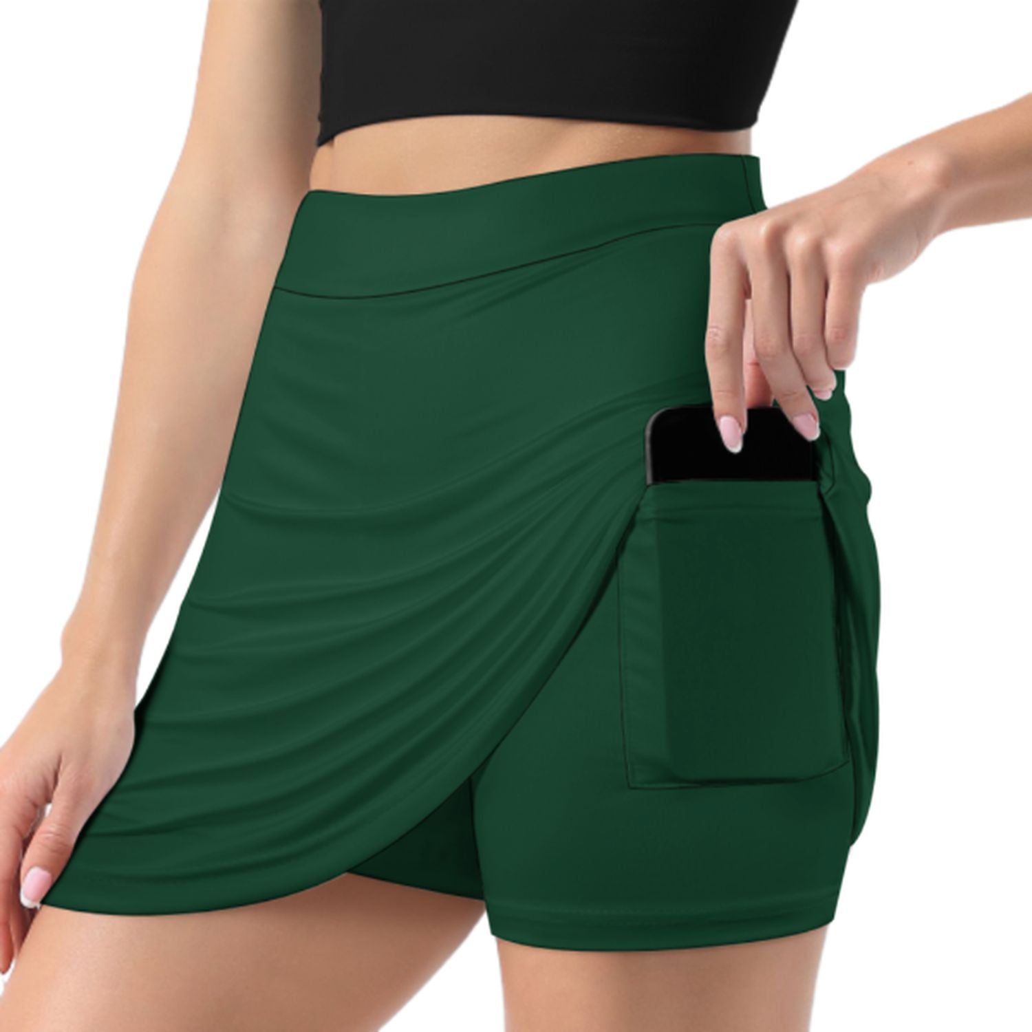 Maßgeschneidertes Moosgrün Himmelblau A-Linien Skort