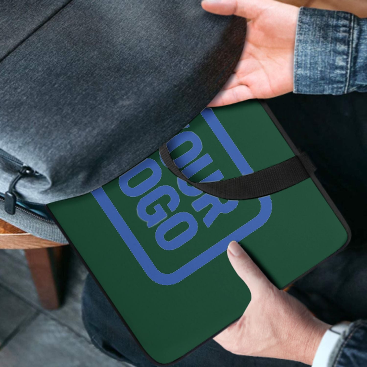 Bolsa portátil de color verde azulado de color verde musgo a medida