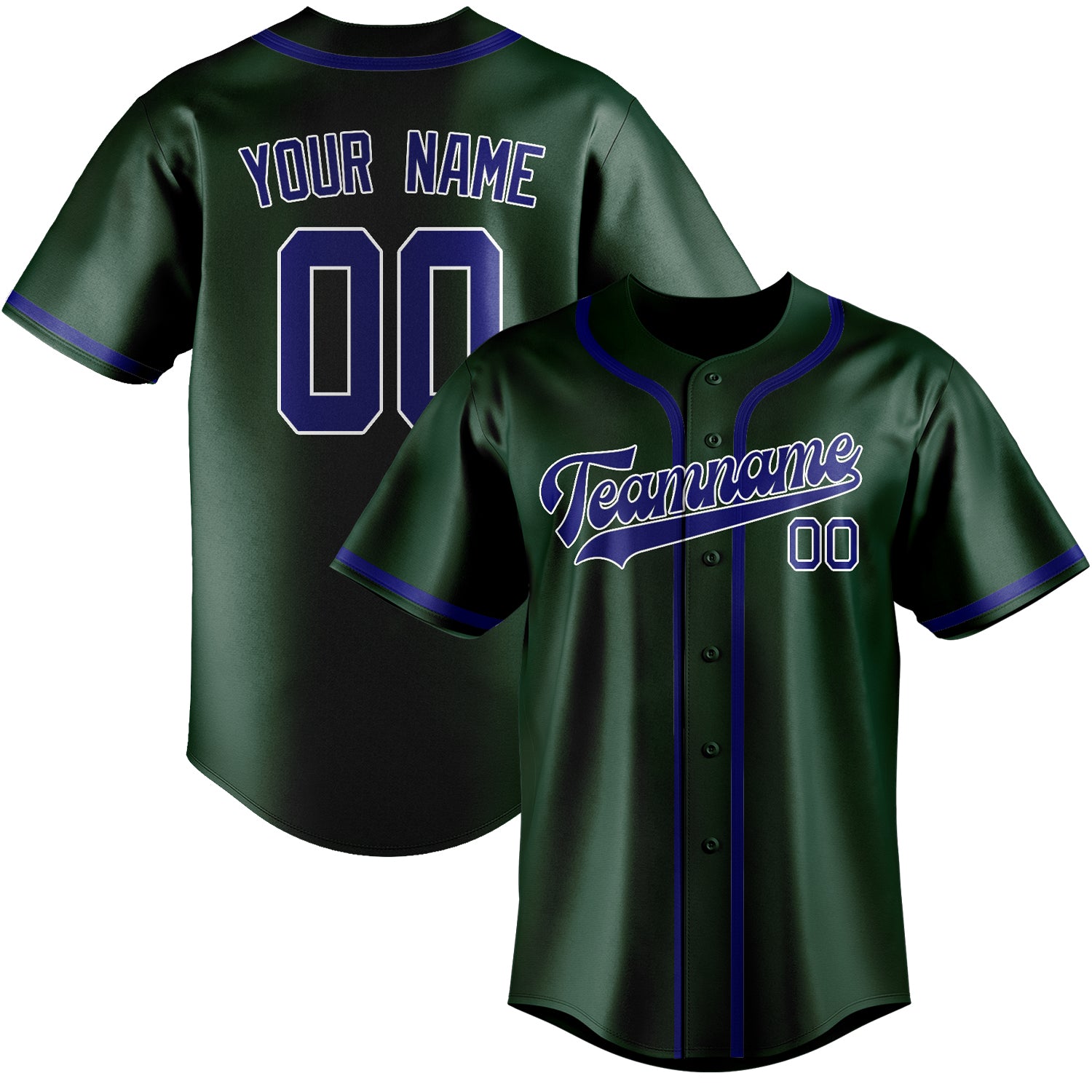 Benutzerdefiniertes Professionelles Moosgrün Himmelblau Baseballtrikot