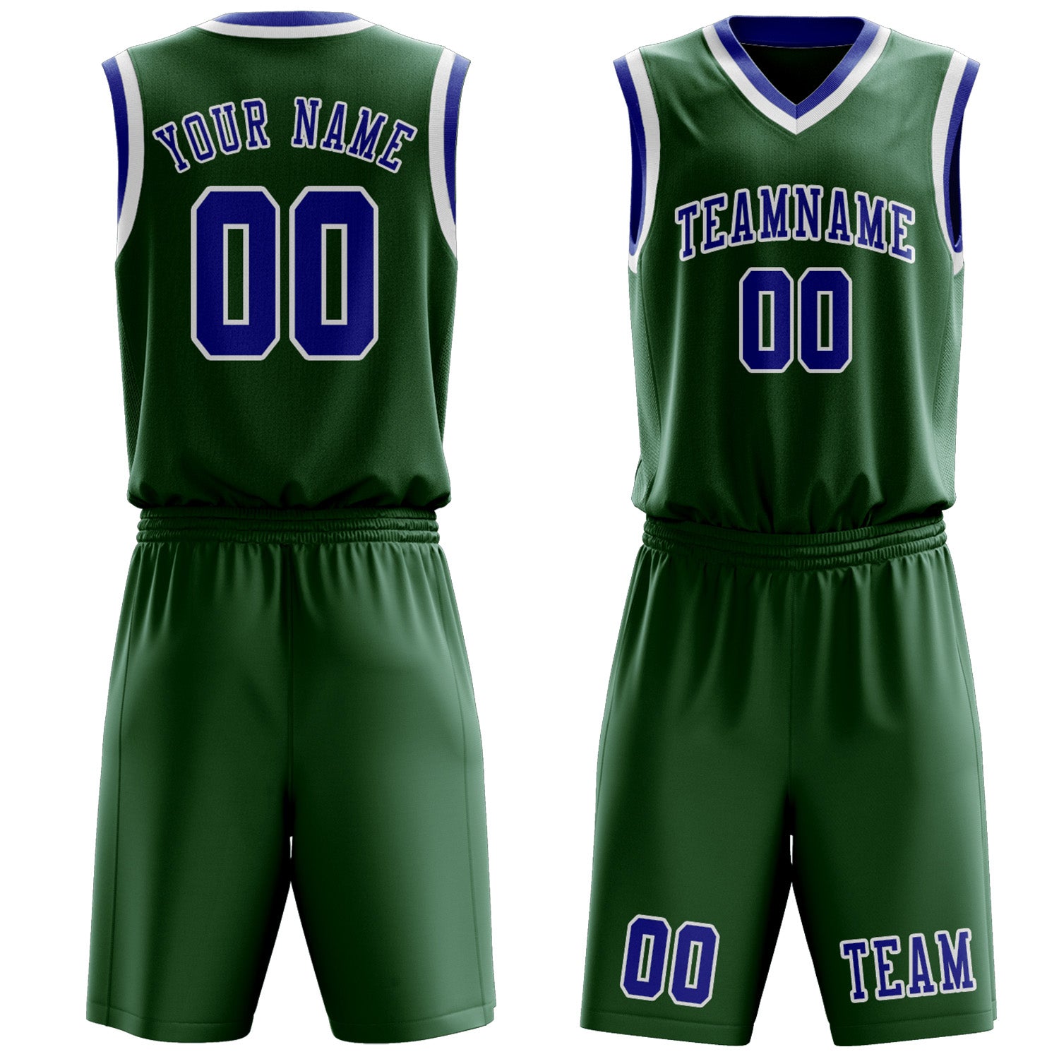 Benutzerdefiniertes Professionelles Moosgrün Himmelblau Basketballtrikot-Set
