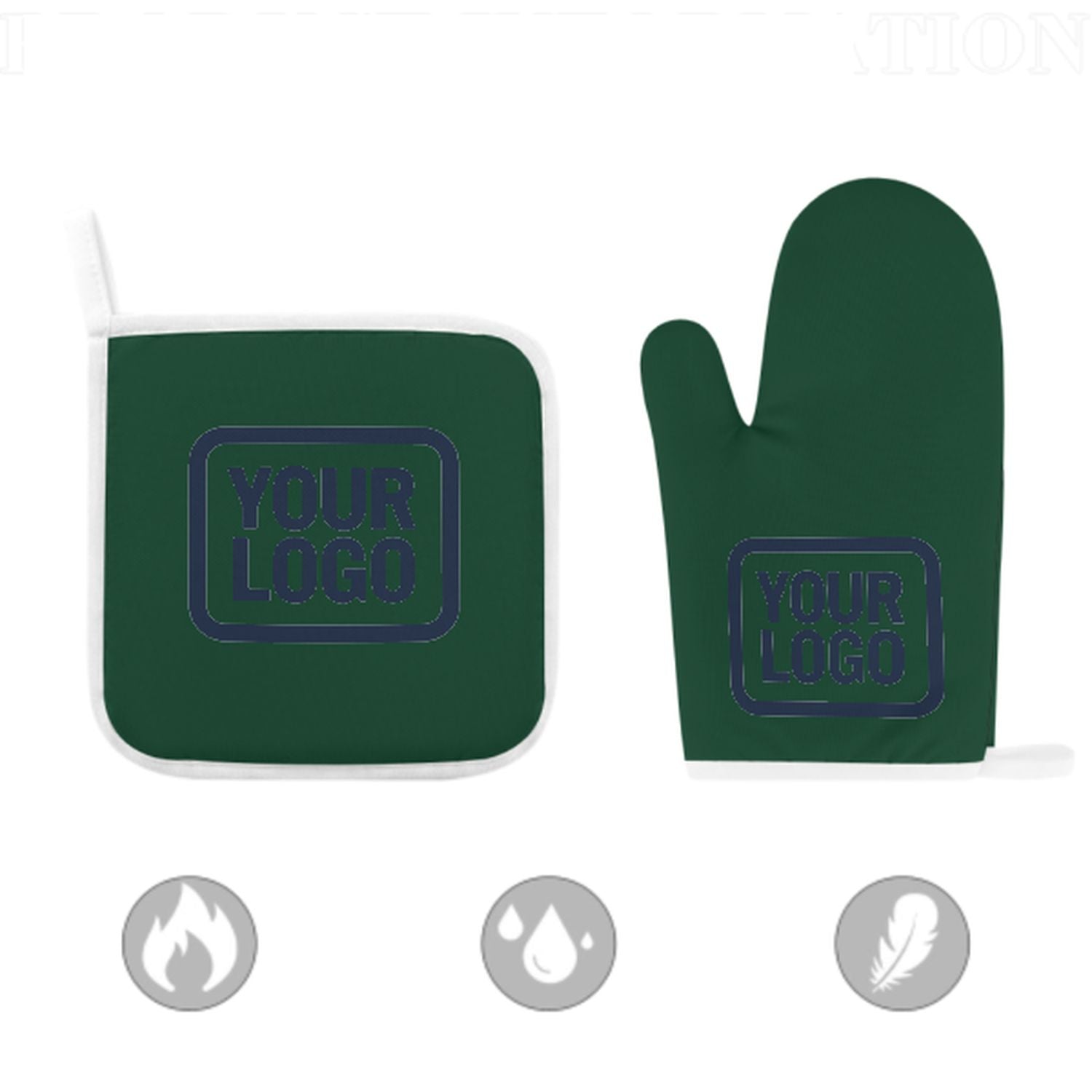 Maßgeschneidertes Moosgrün  Marineblau Topfhandschuh Set – 2-teilig