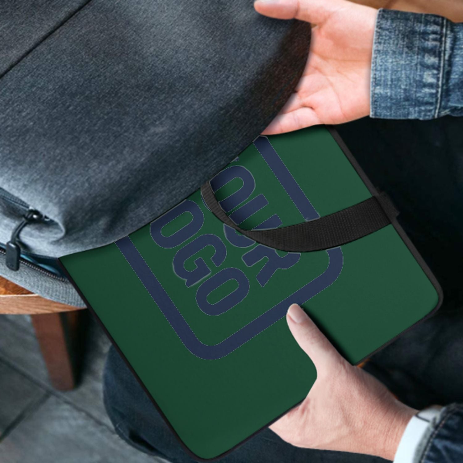 Bolsa de laptop de color verde musgo de color verde a medida