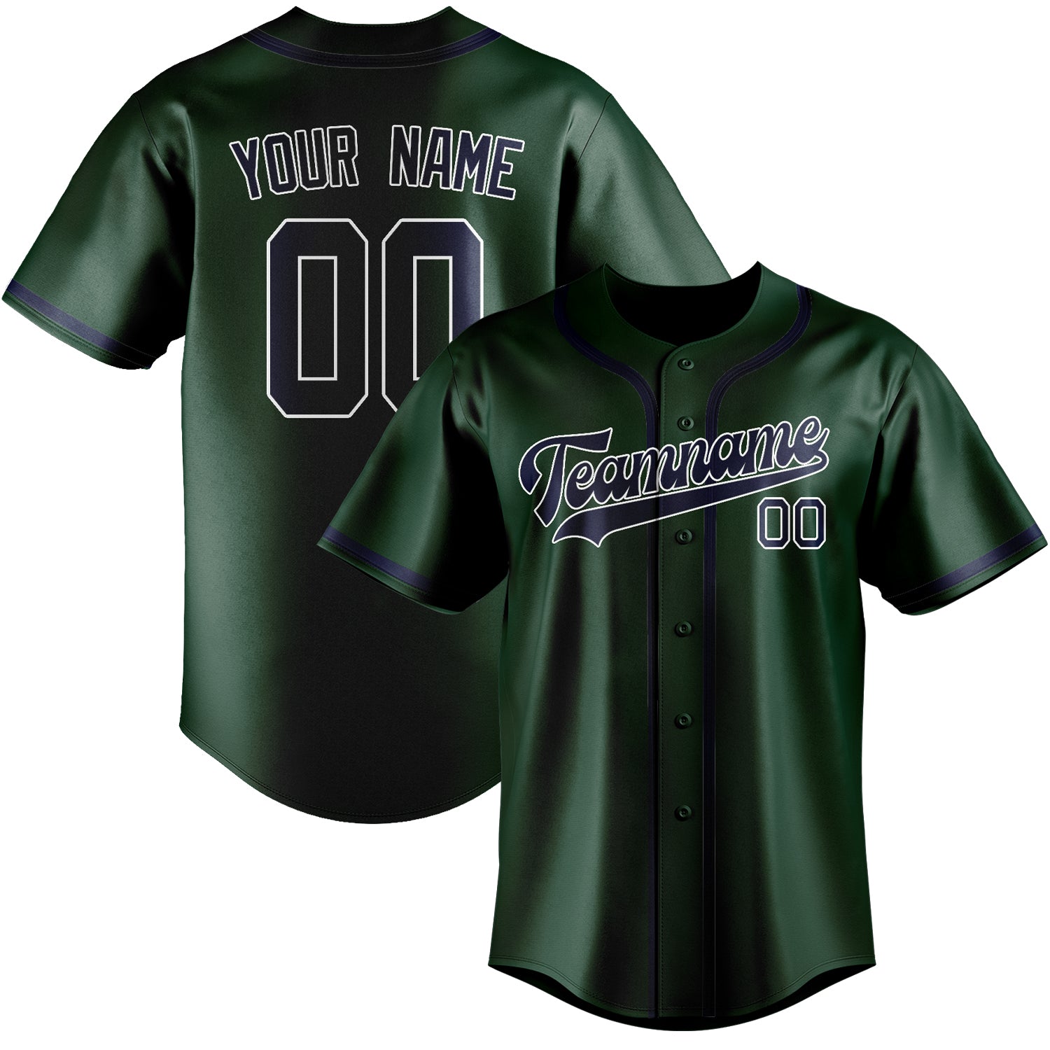 Benutzerdefiniertes Professionelles Moosgrün Marineblau Baseballtrikot