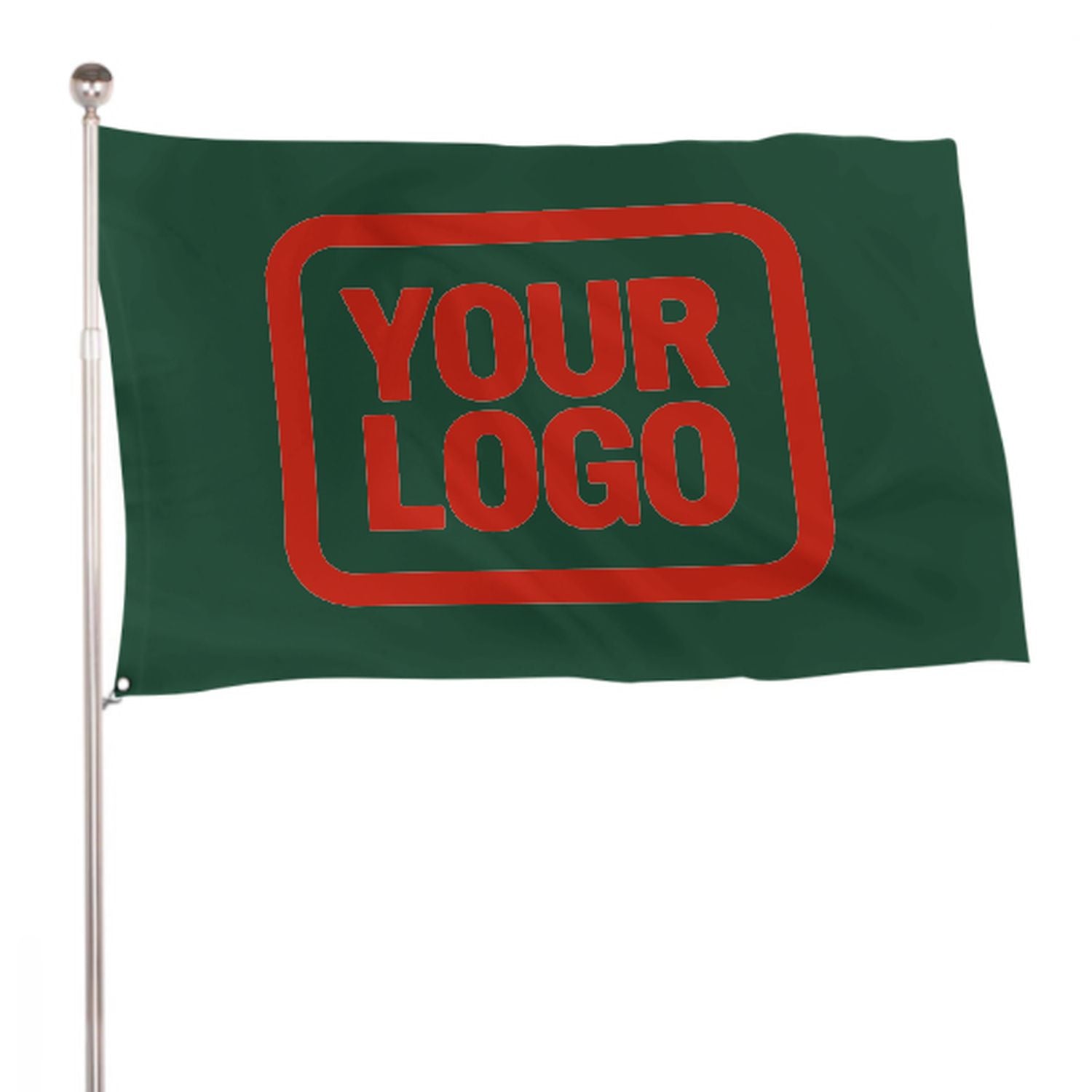 Maßgeschneidertes Moosgrün Orangerot Flagge