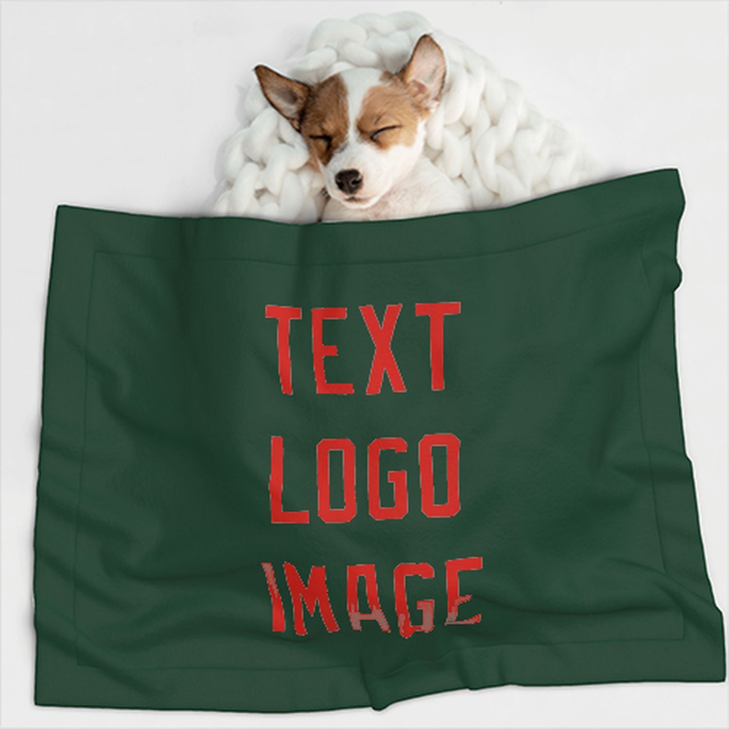 Coperta personalizzata per animali domestici color verde muschio, arancione e rosso