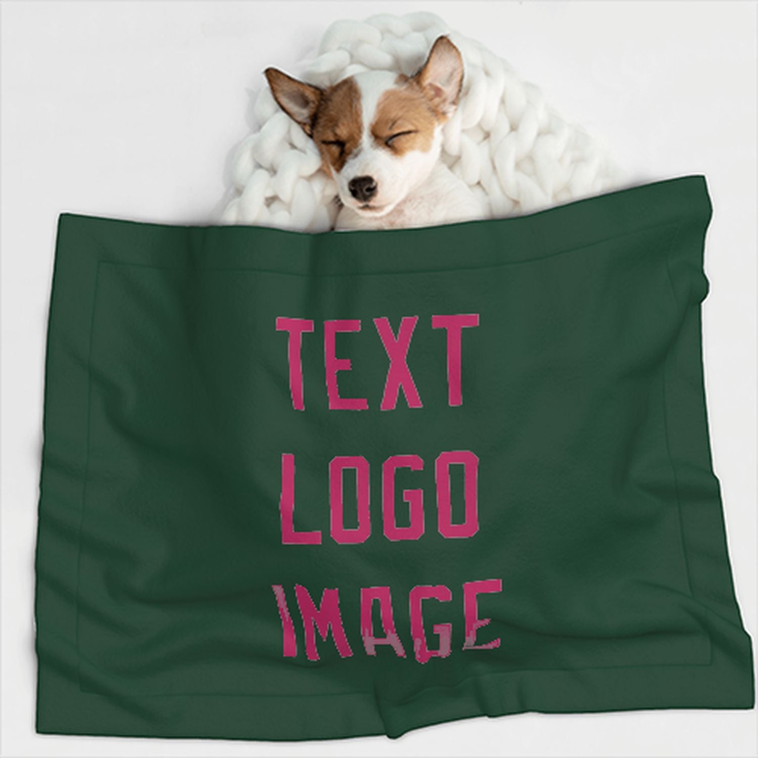 Coperta personalizzata per animali domestici, verde muschio, rosa e rossa