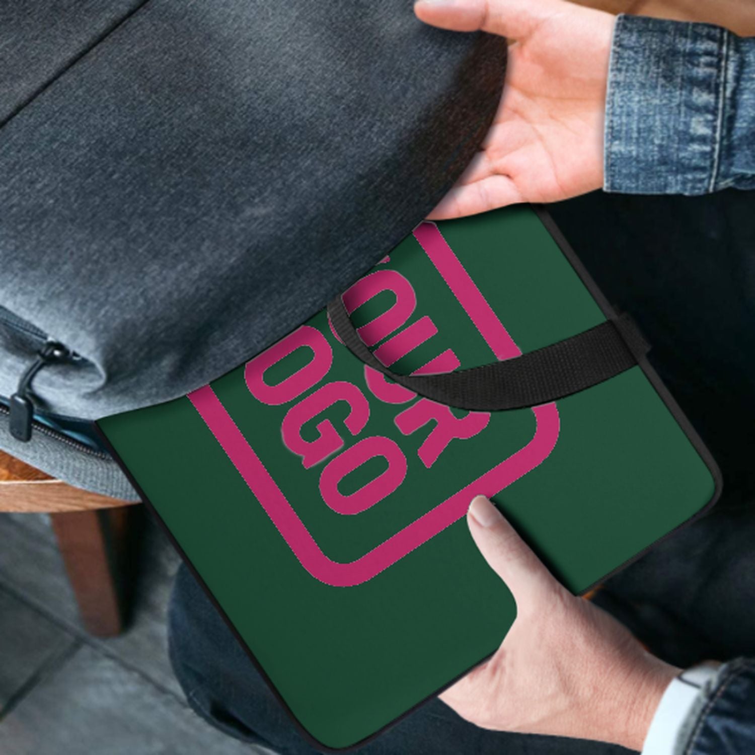 Bolsa de laptop de color rosa verde musgo a medida