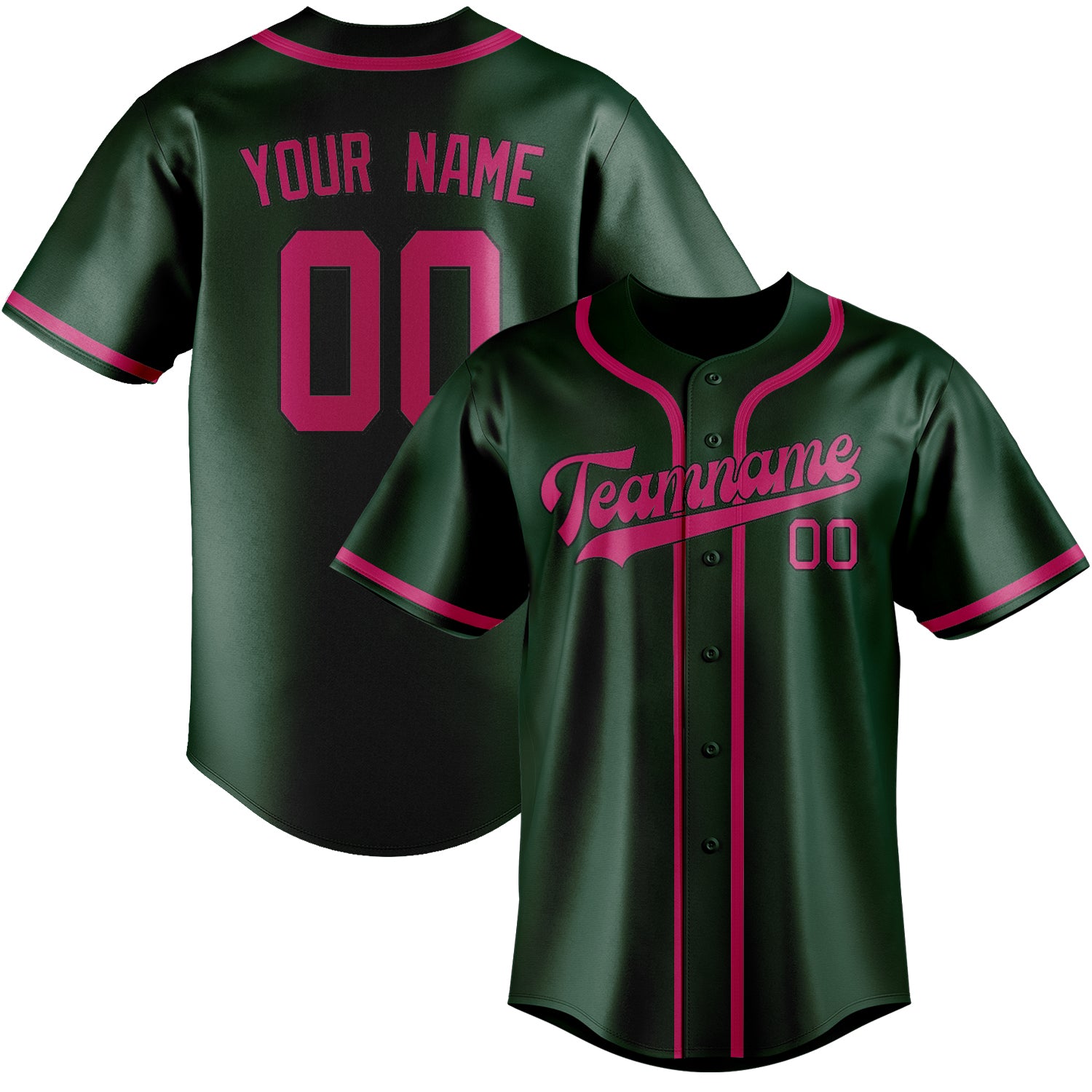 Benutzerdefiniertes Professionelles Moosgrün Rosarot Baseballtrikot