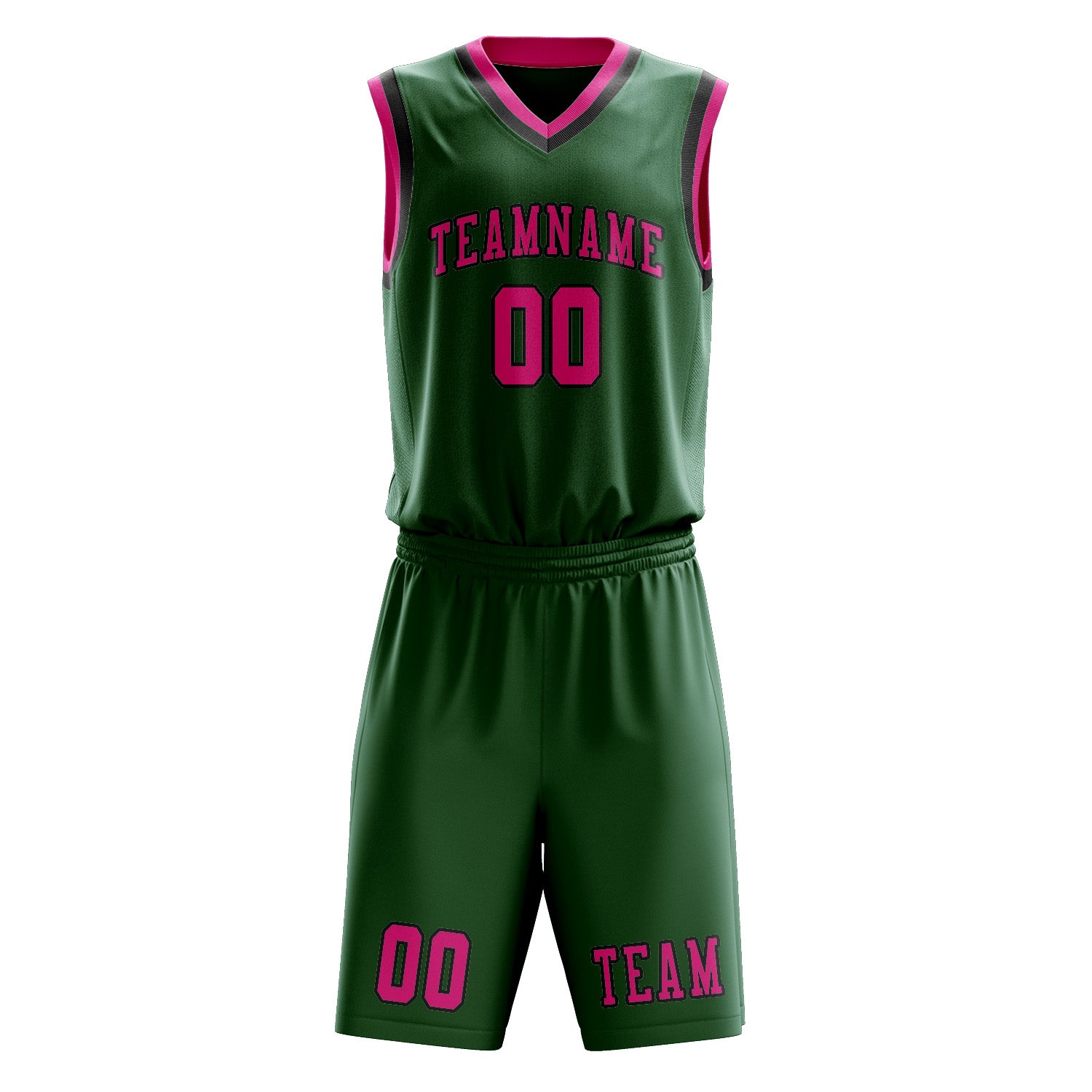 Benutzerdefiniertes Professionelles Moosgrün Rosarot Basketballtrikot-Set