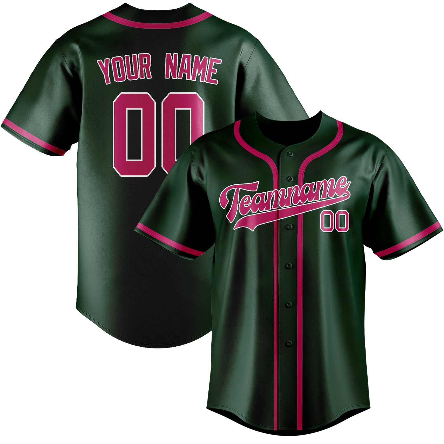 Benutzerdefiniertes Professionelles Moosgrün Rosarot Baseballtrikot