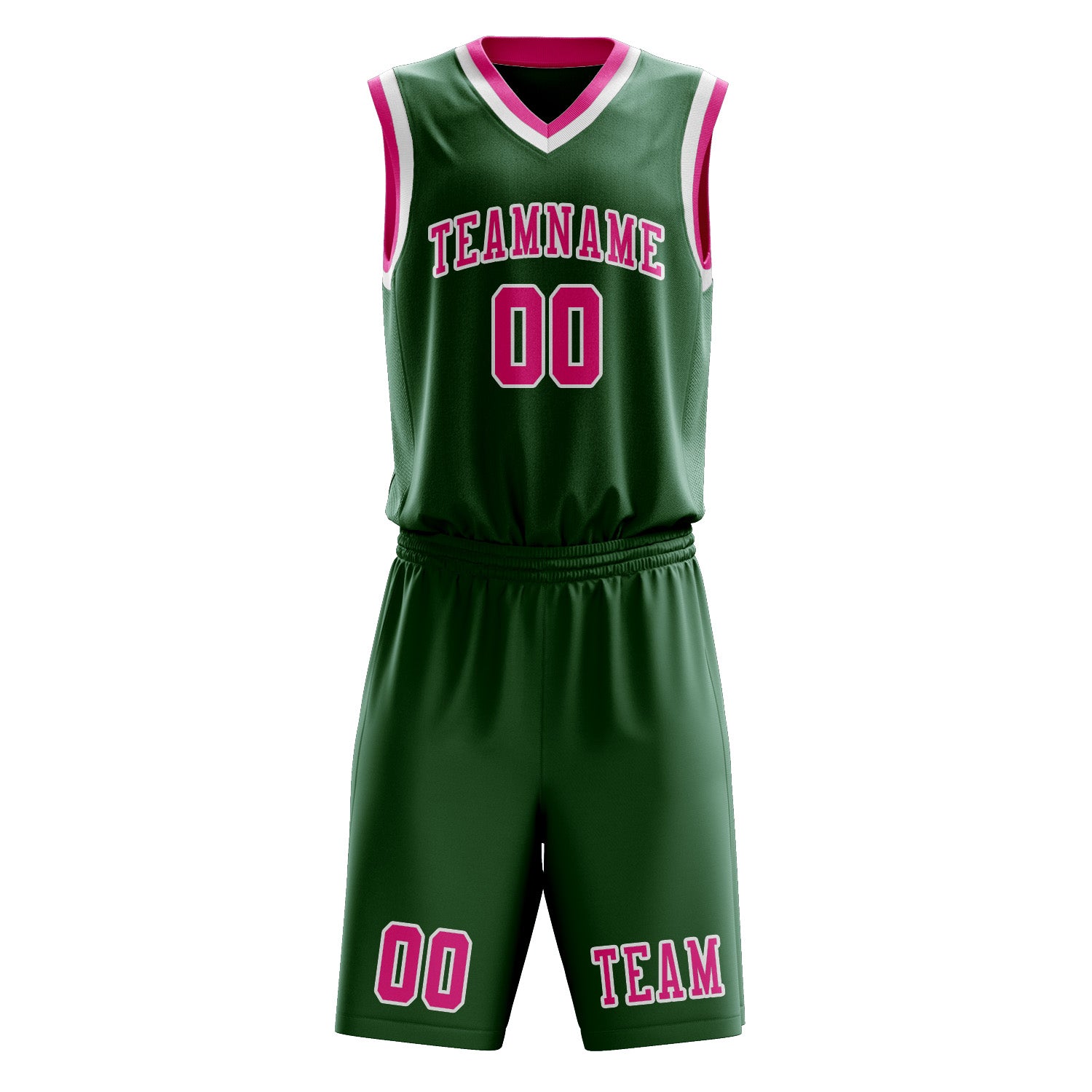 Benutzerdefiniertes Professionelles Moosgrün Rosarot Basketballtrikot-Set