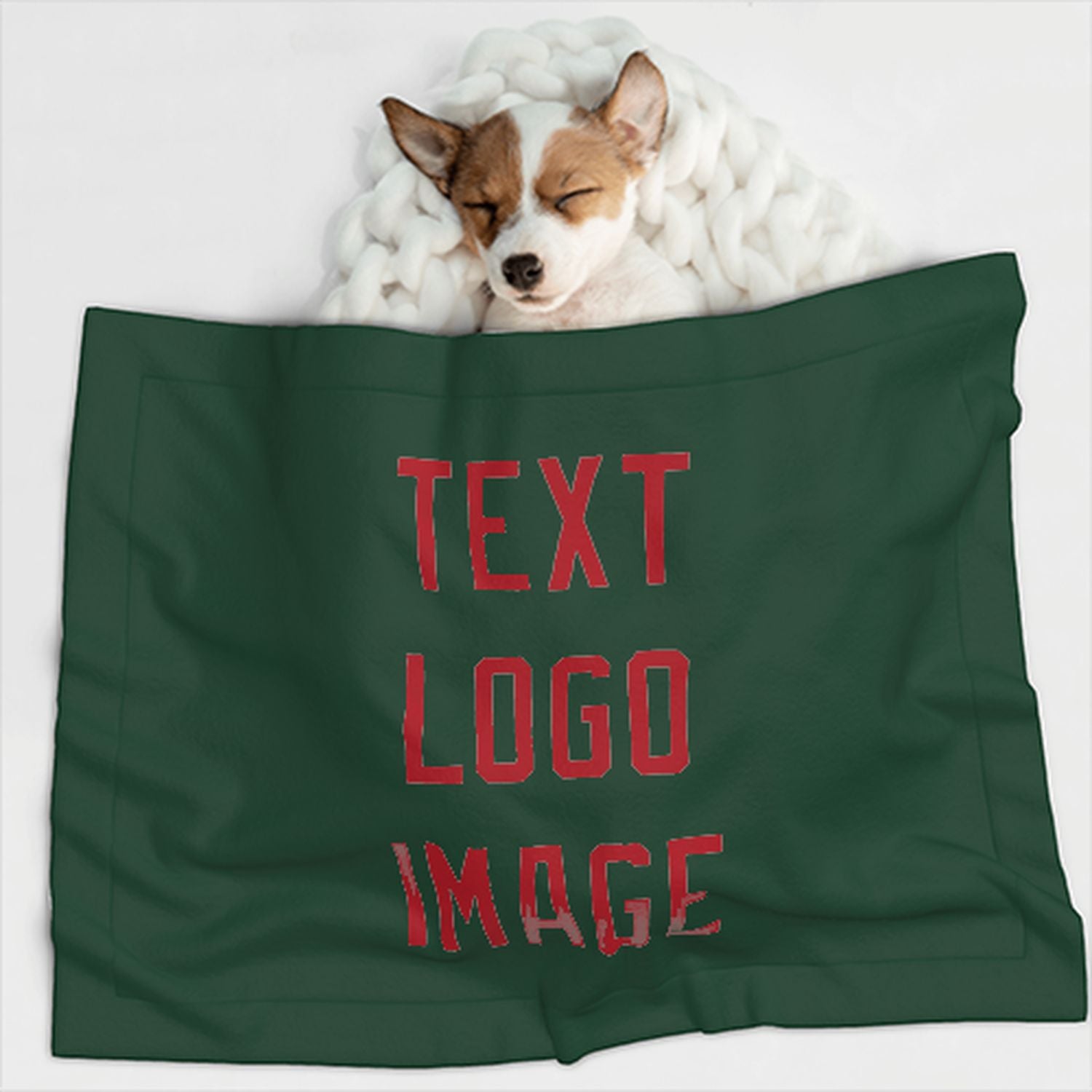 Coperta personalizzata per animali domestici verde muschio e rossa