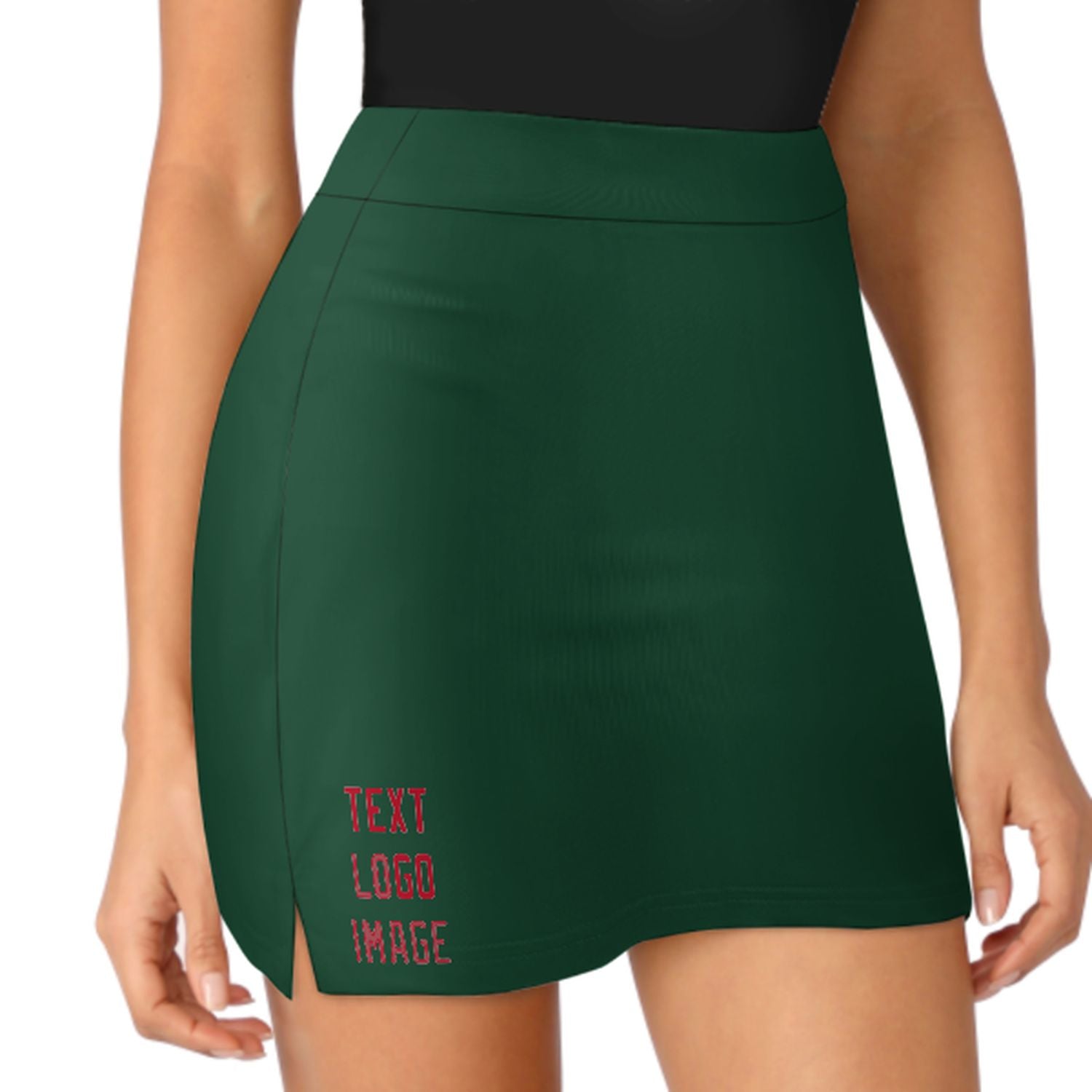 Maßgeschneidertes Moosgrün Rot A-Linien Skort