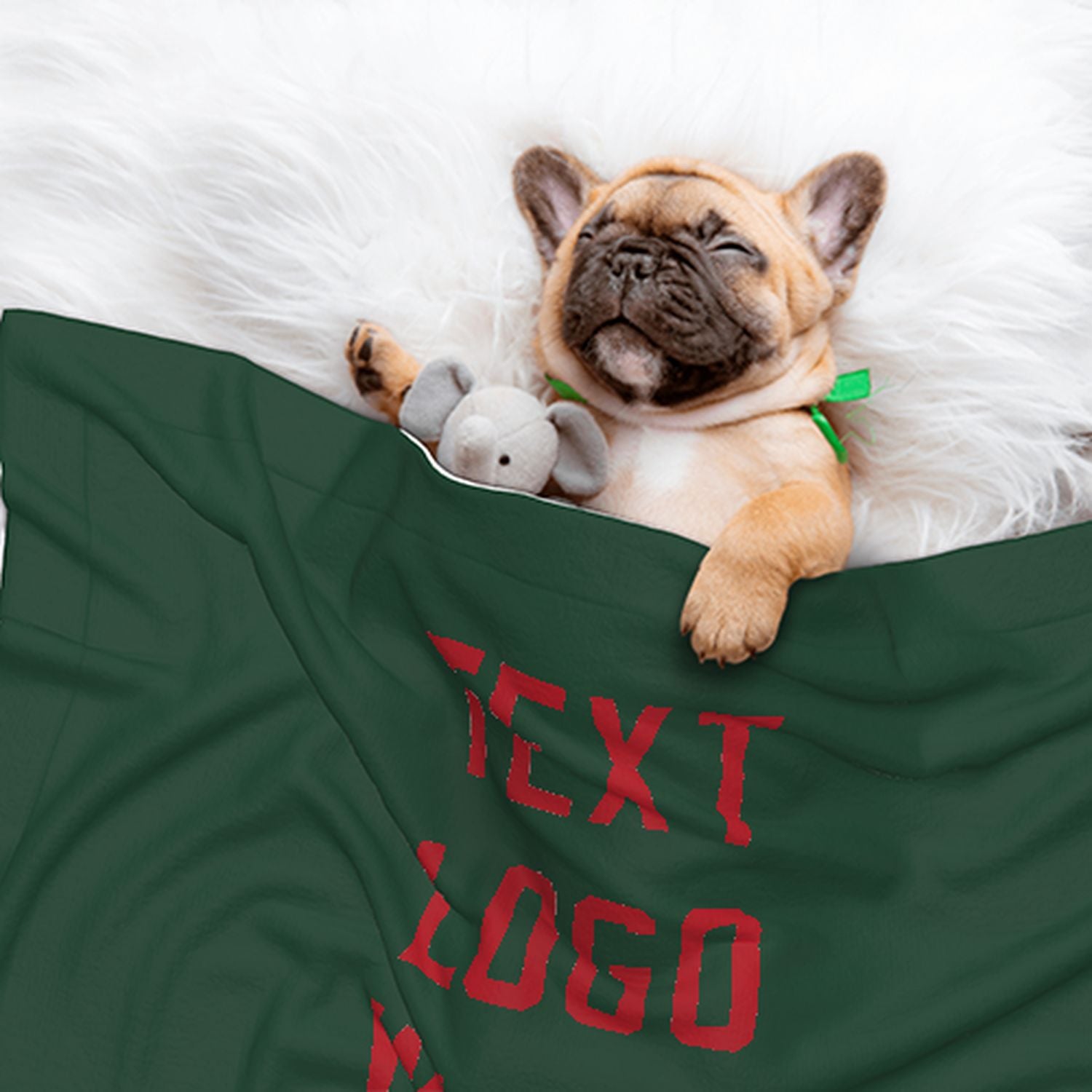 Coperta personalizzata per animali domestici verde muschio e rossa