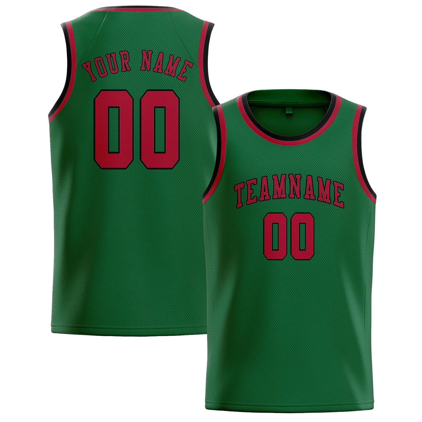 Benutzerdefiniertes Professionelles Moosgrün Rot Basketballtrikot