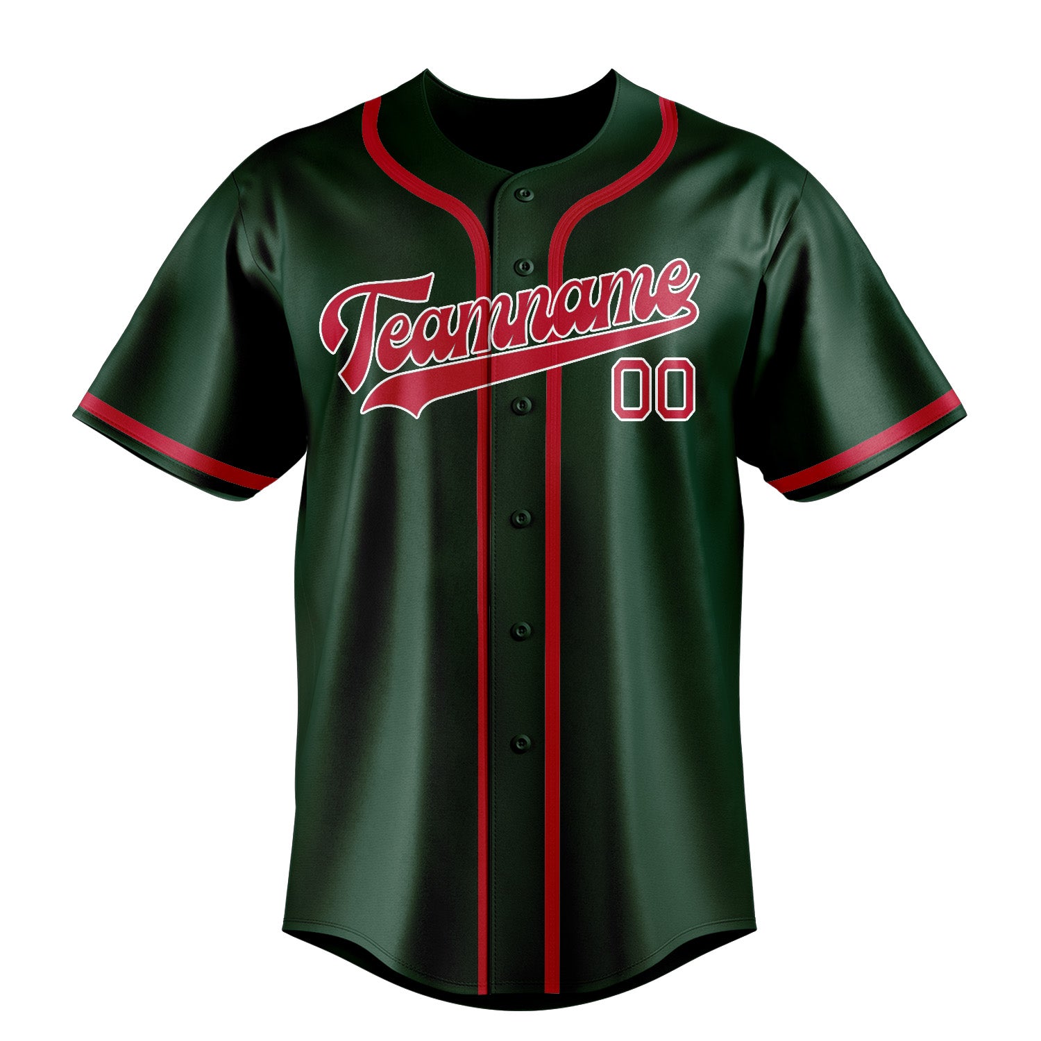 Benutzerdefiniertes Professionelles Moosgrün Rot Baseballtrikot