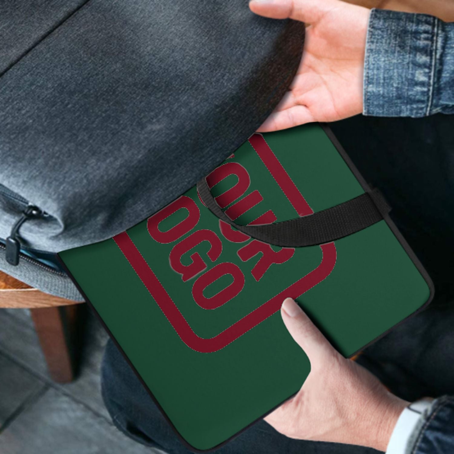 Bolsa portátil roja de color carmesí verde de musgo hecho a medida