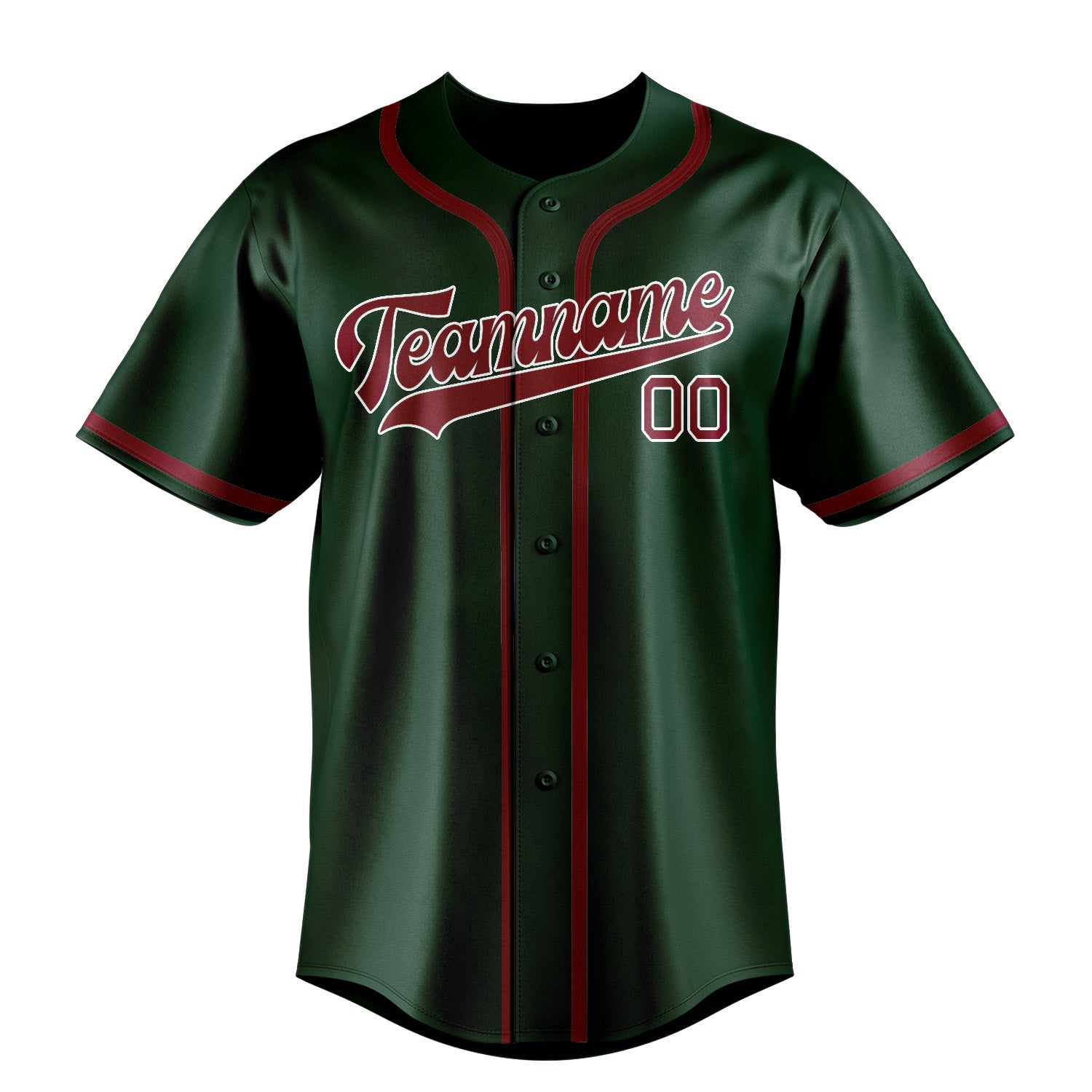Benutzerdefiniertes Professionelles Moosgrün Karmesinrot Baseballtrikot