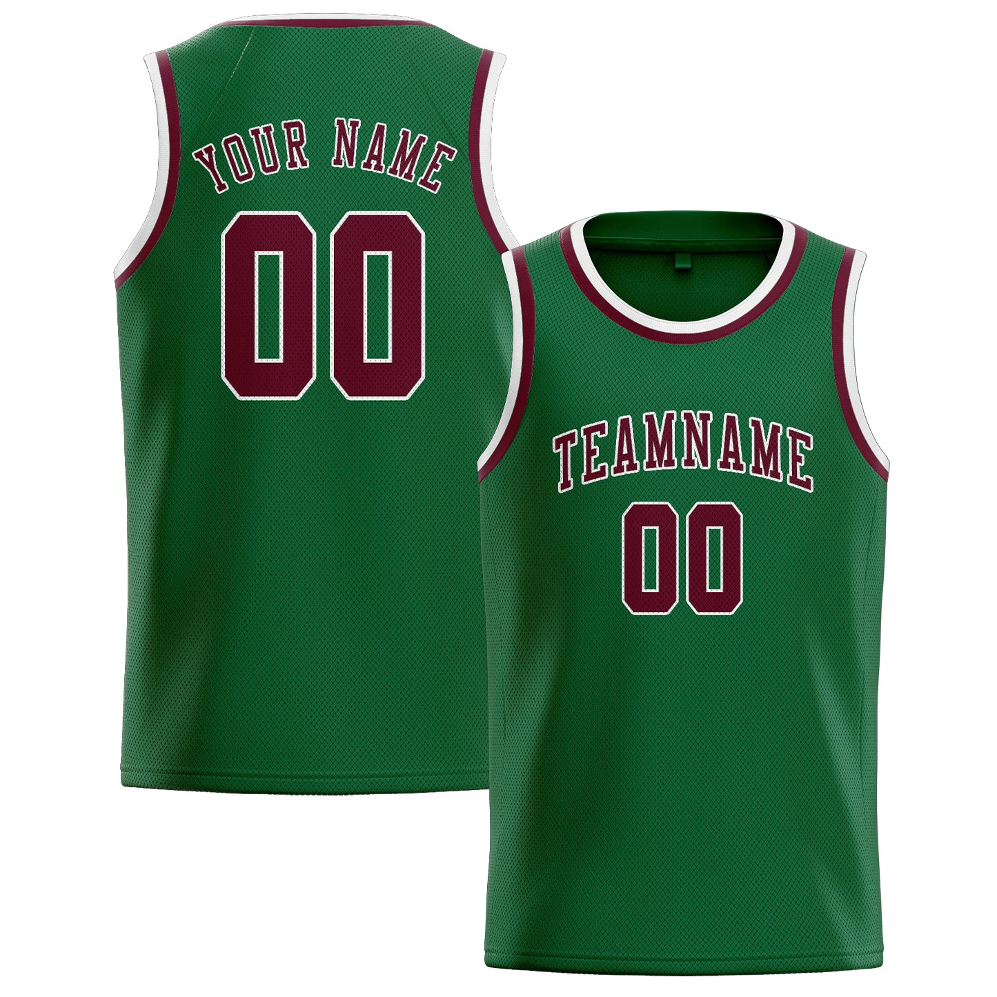 Benutzerdefiniertes Professionelles Moosgrün Karmesinrot Basketballtrikot