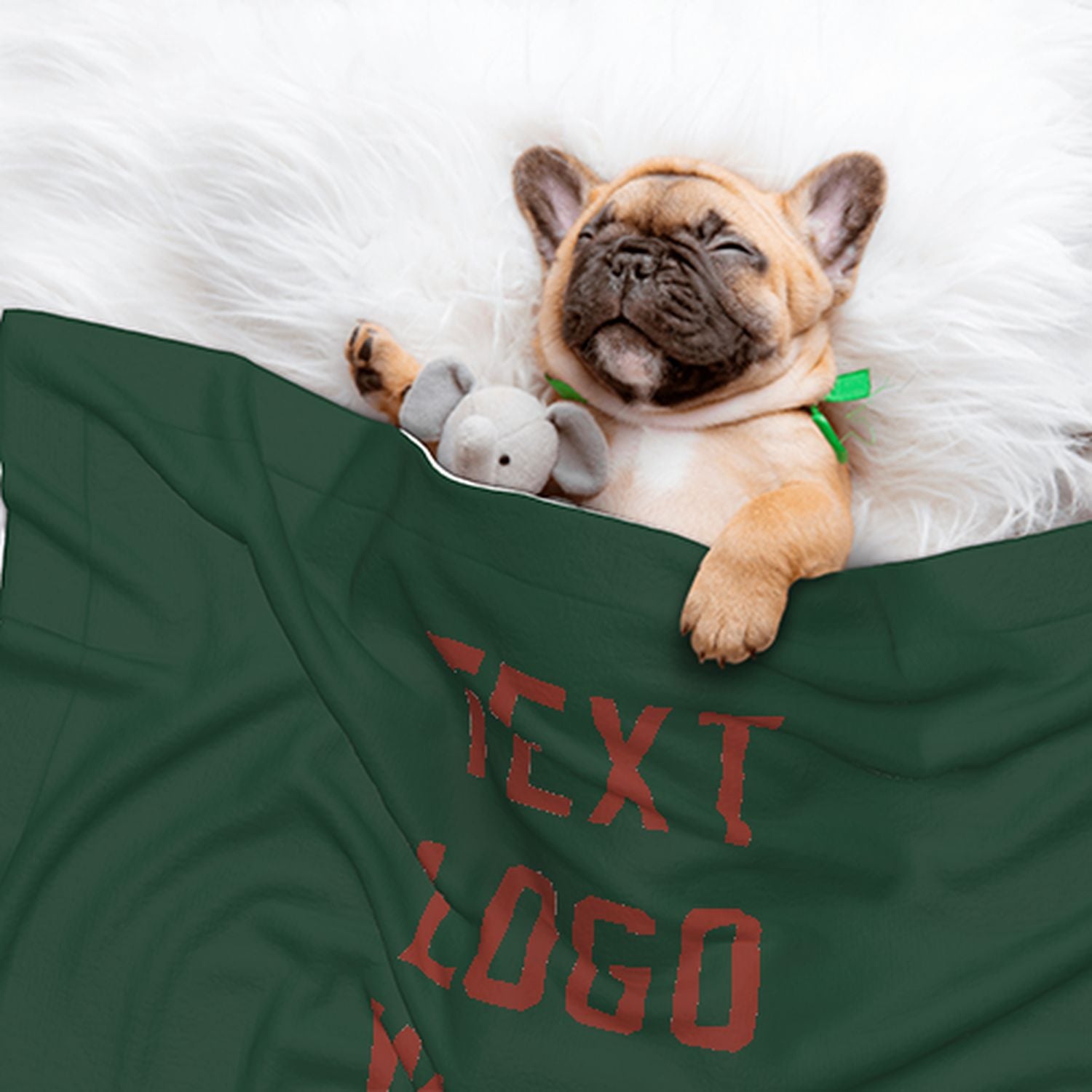 Coperta personalizzata per animali domestici color verde muschio e rosso corallo