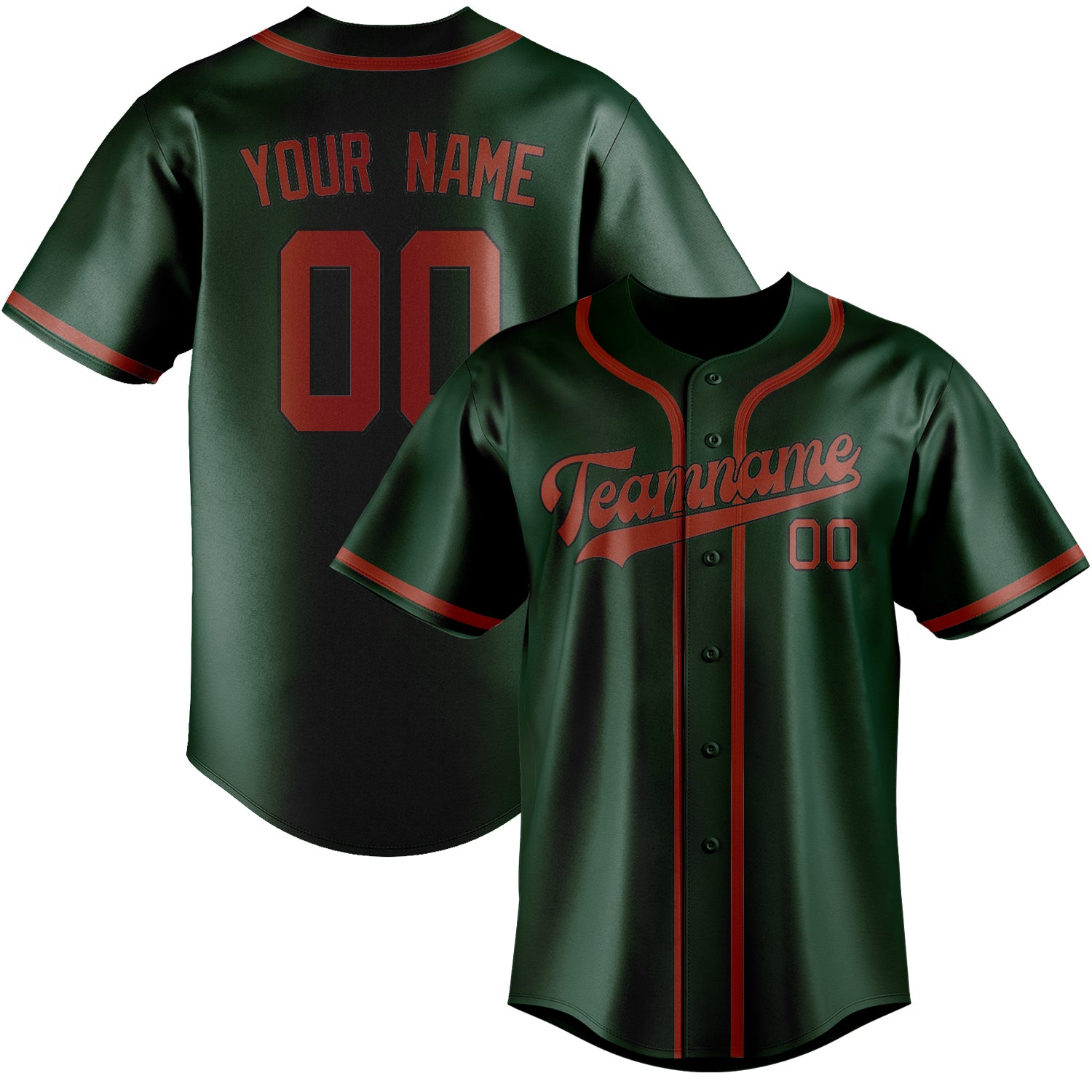 Benutzerdefiniertes Professionelles Moosgrün Korallenrot Baseballtrikot