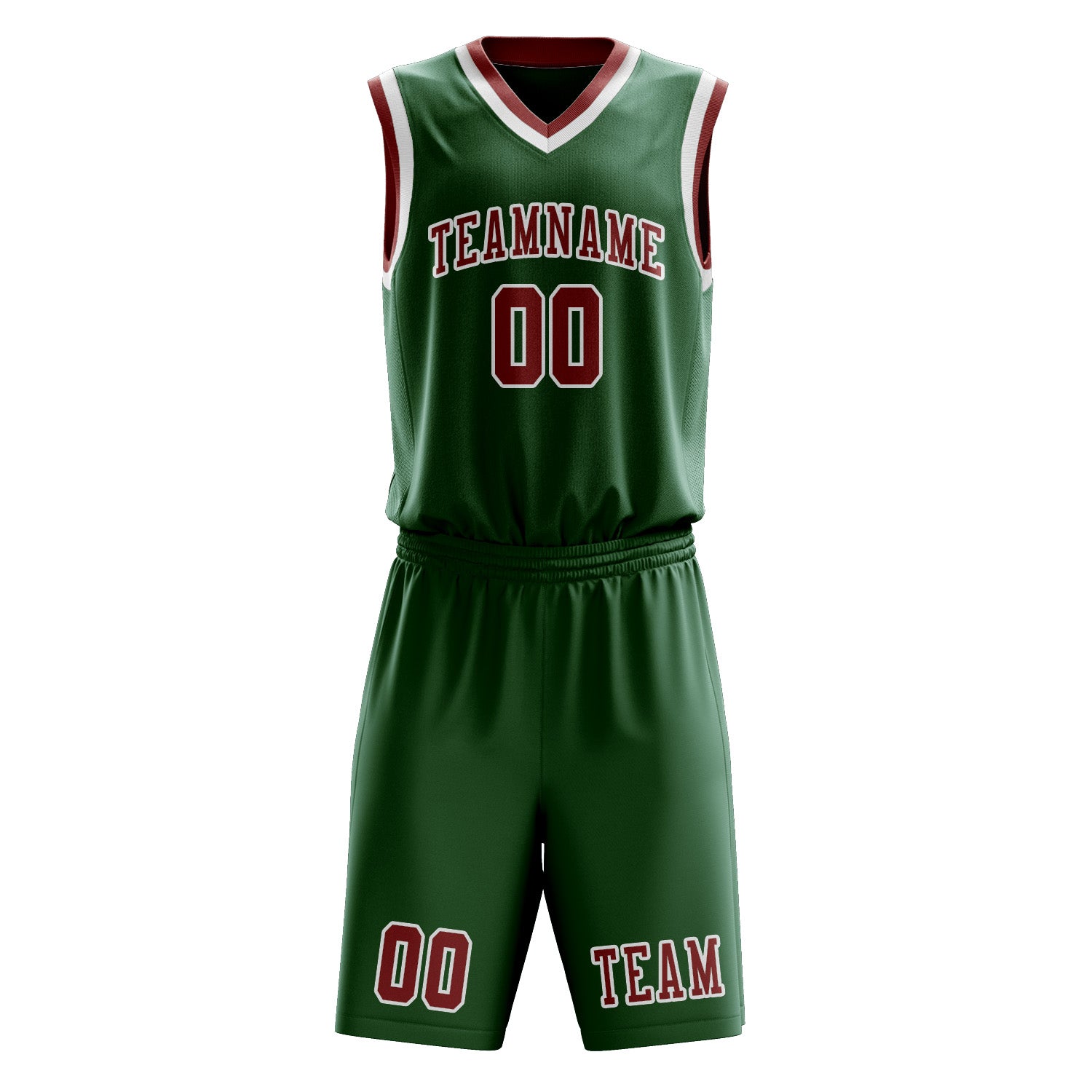 Benutzerdefiniertes Professionelles Moosgrün Korallenrot Basketballtrikot-Set