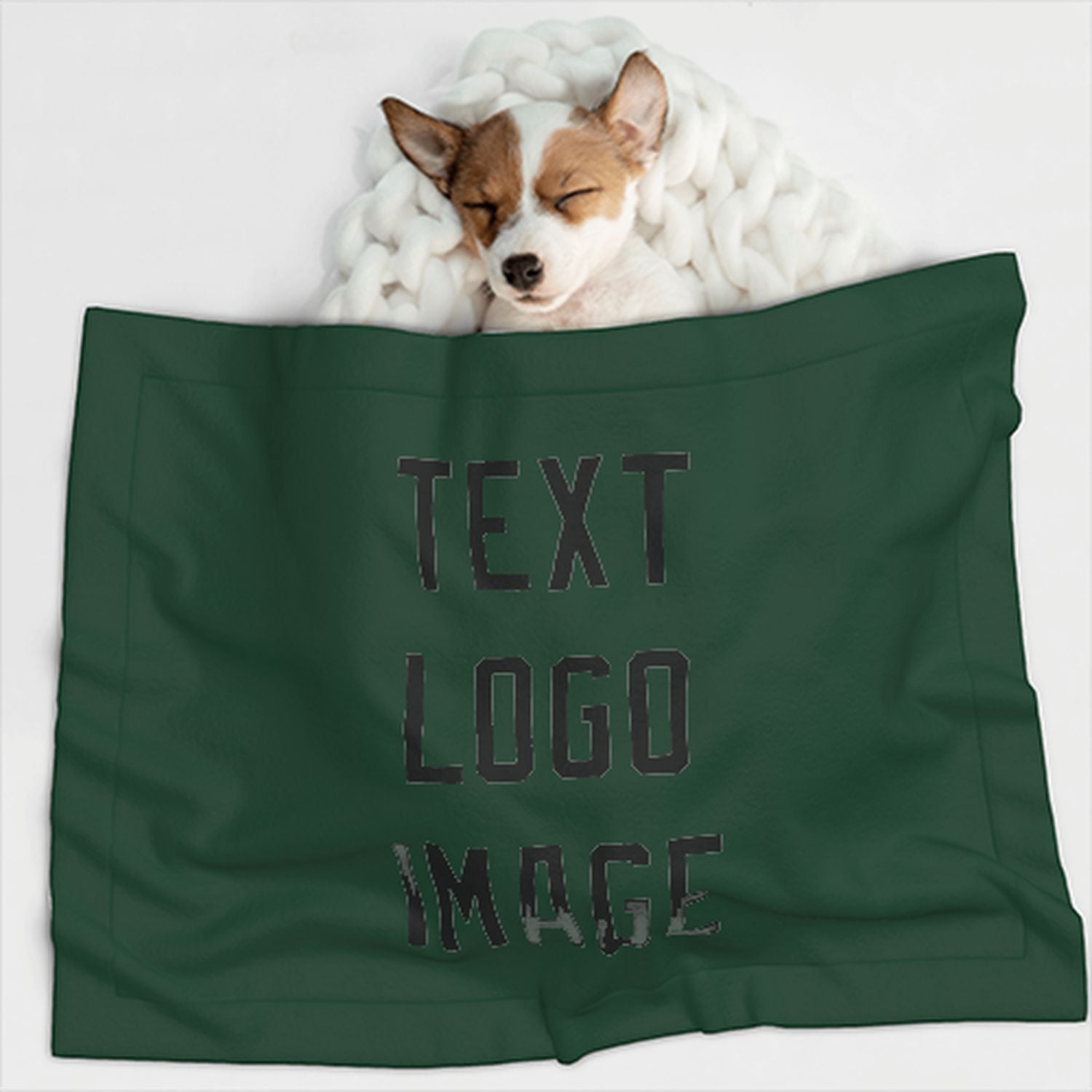 Coperta personalizzata per animali domestici verde muschio e nera