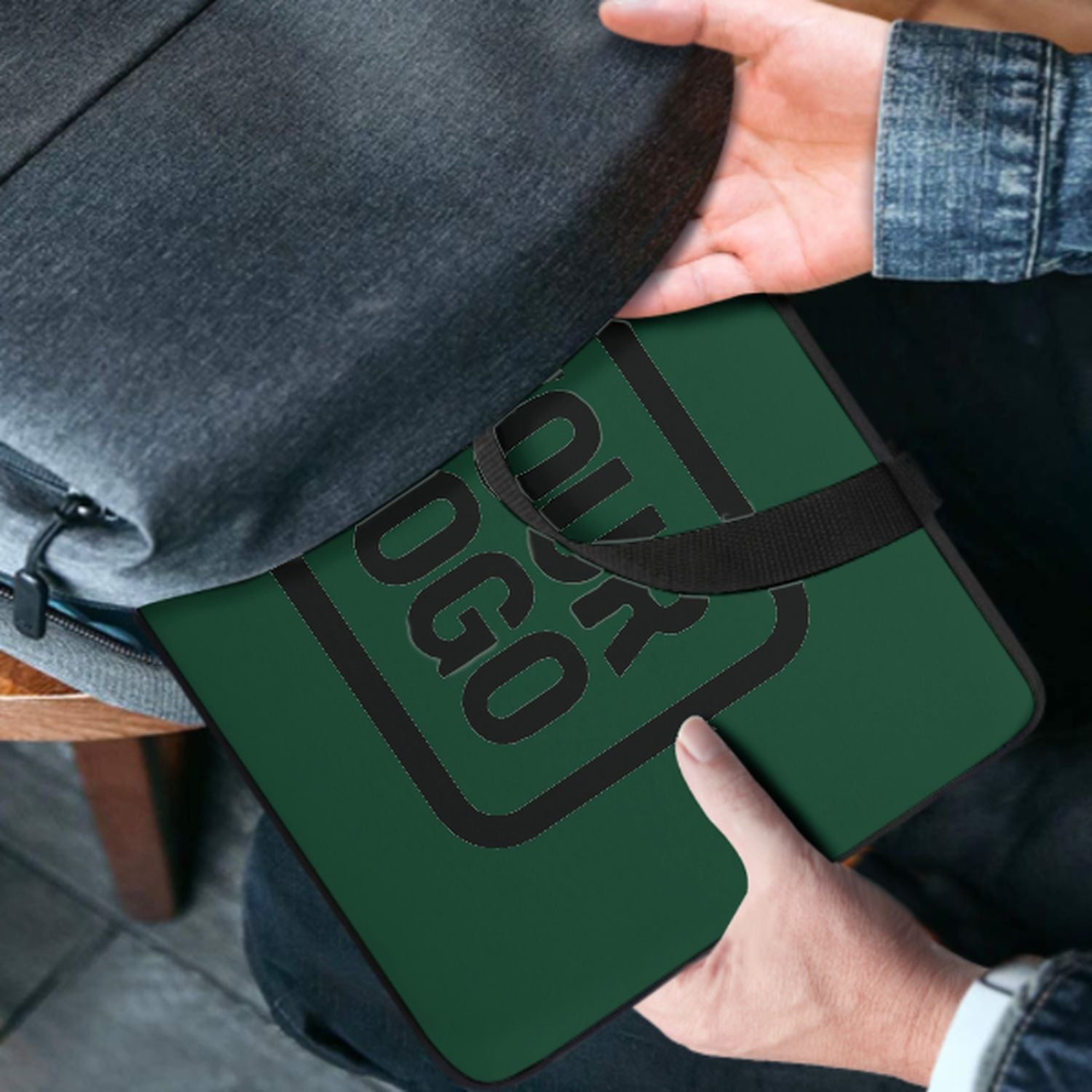 Bolsa de computadora portátil negro verde hecha a medida