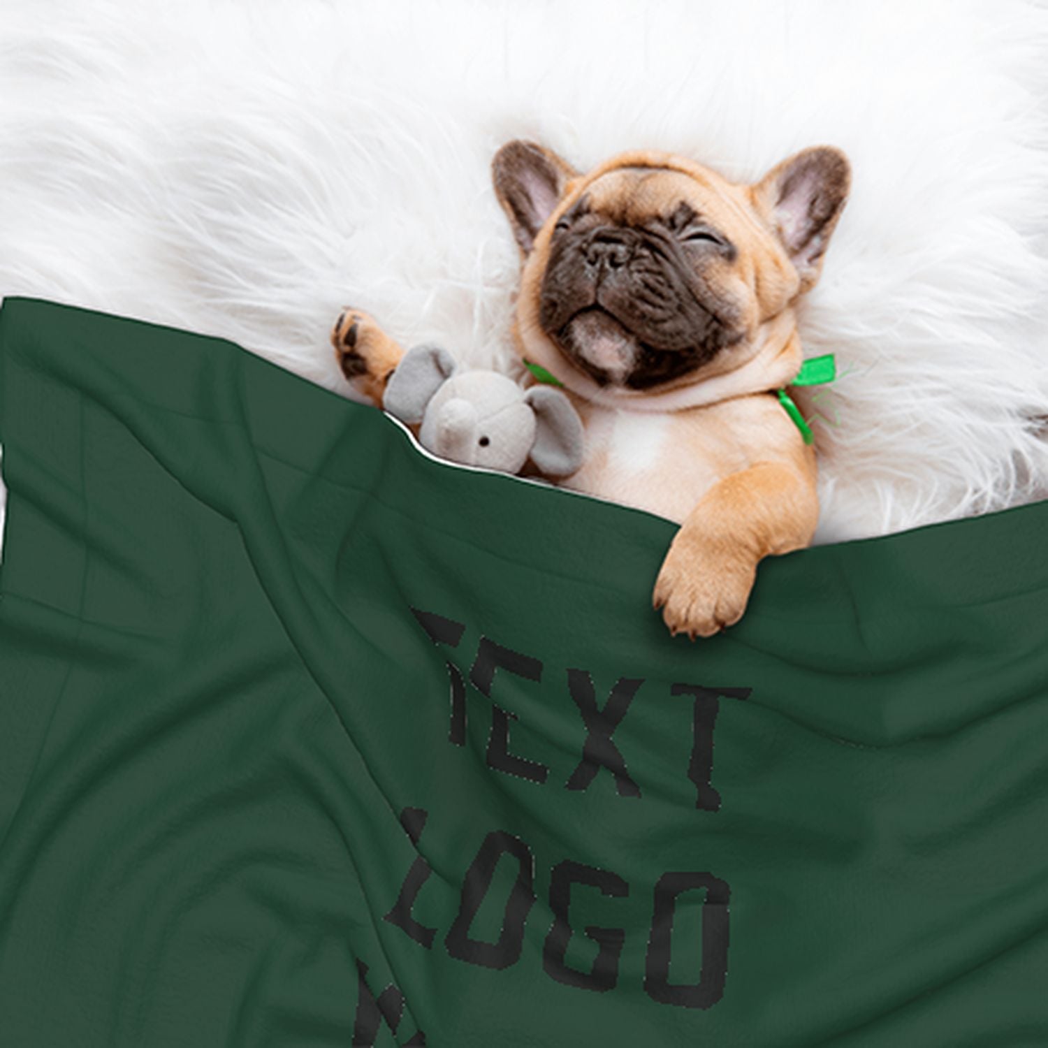 Coperta personalizzata per animali domestici verde muschio e nera