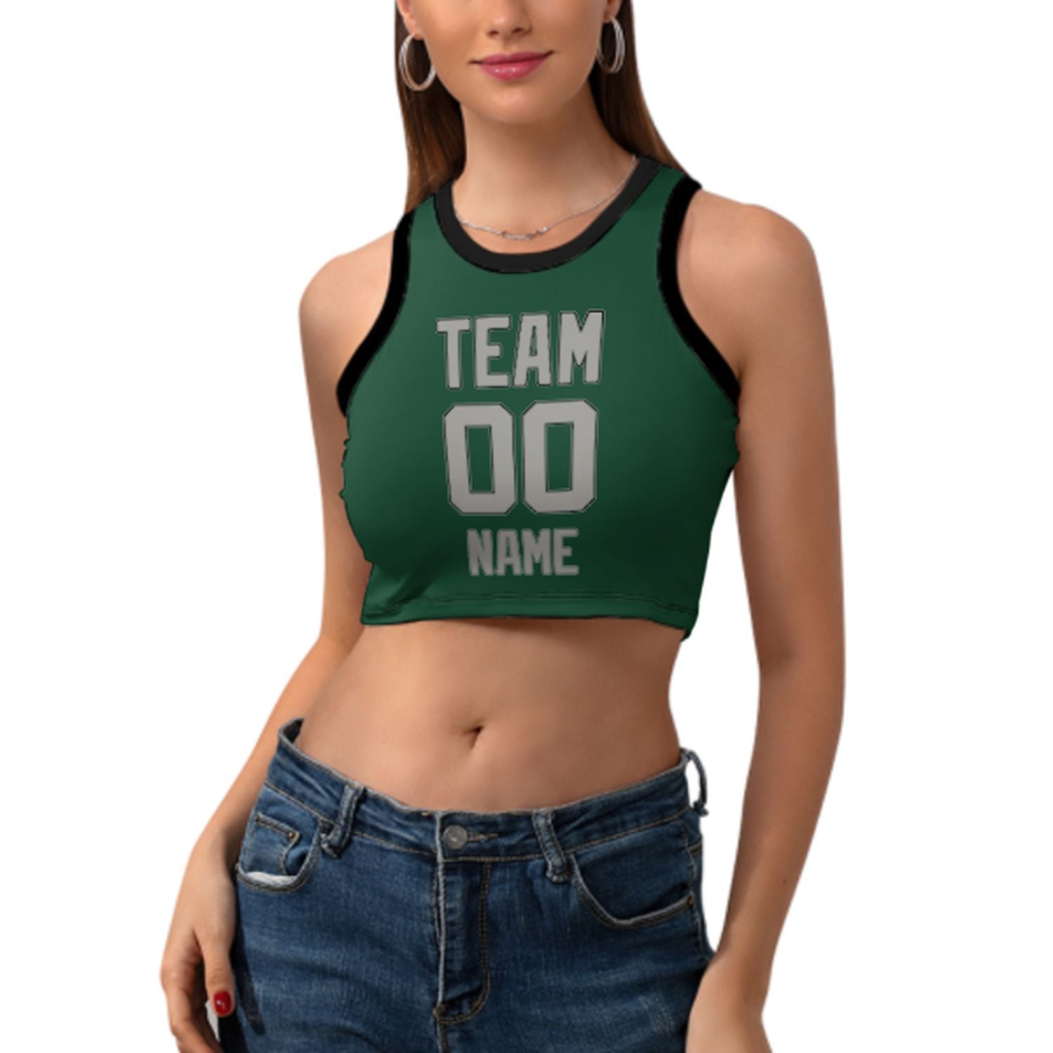 Tailor -made moss -green gray sleeveless tank top