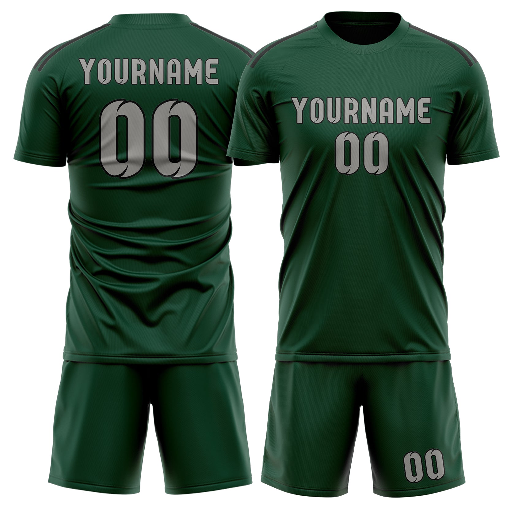 Set di maglie da football professionali grigio-verde muschio su misura