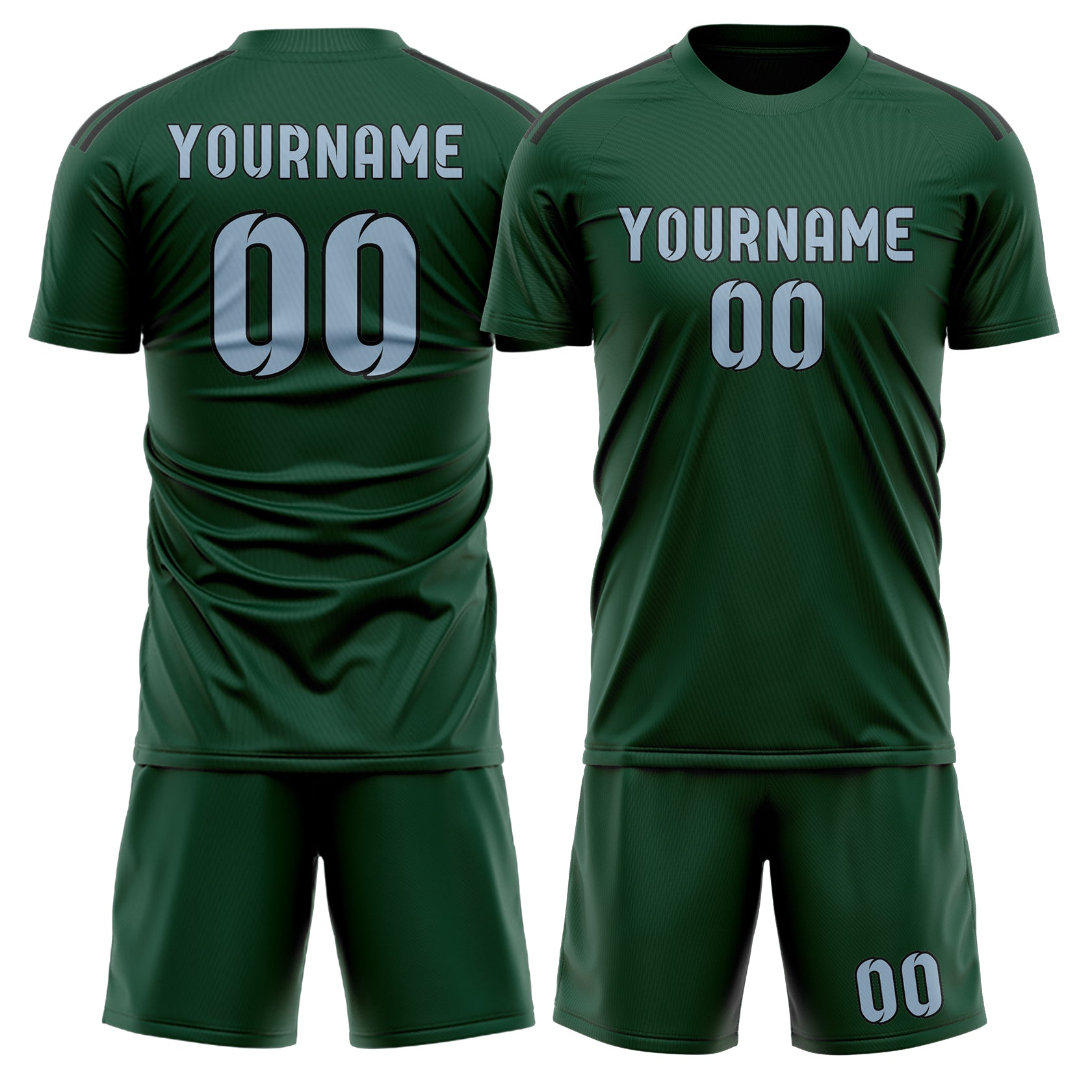 Set di maglie da football americano professionali su misura, color verde muschio e azzurro