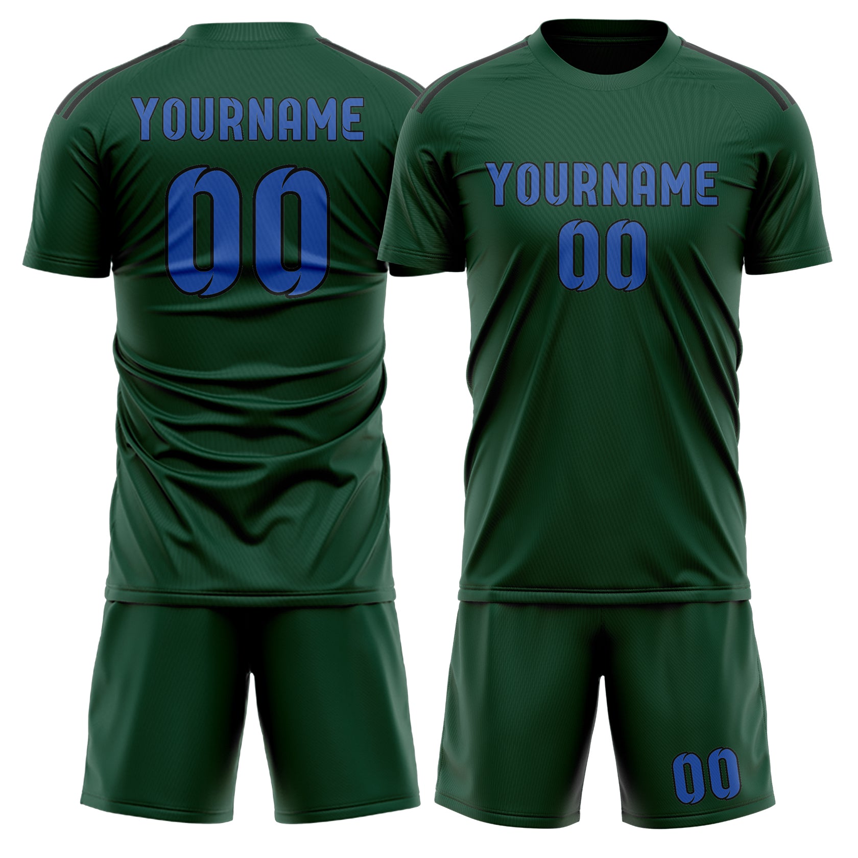 Set di maglie da football americano professionali personalizzate, verde muschio e blu cielo