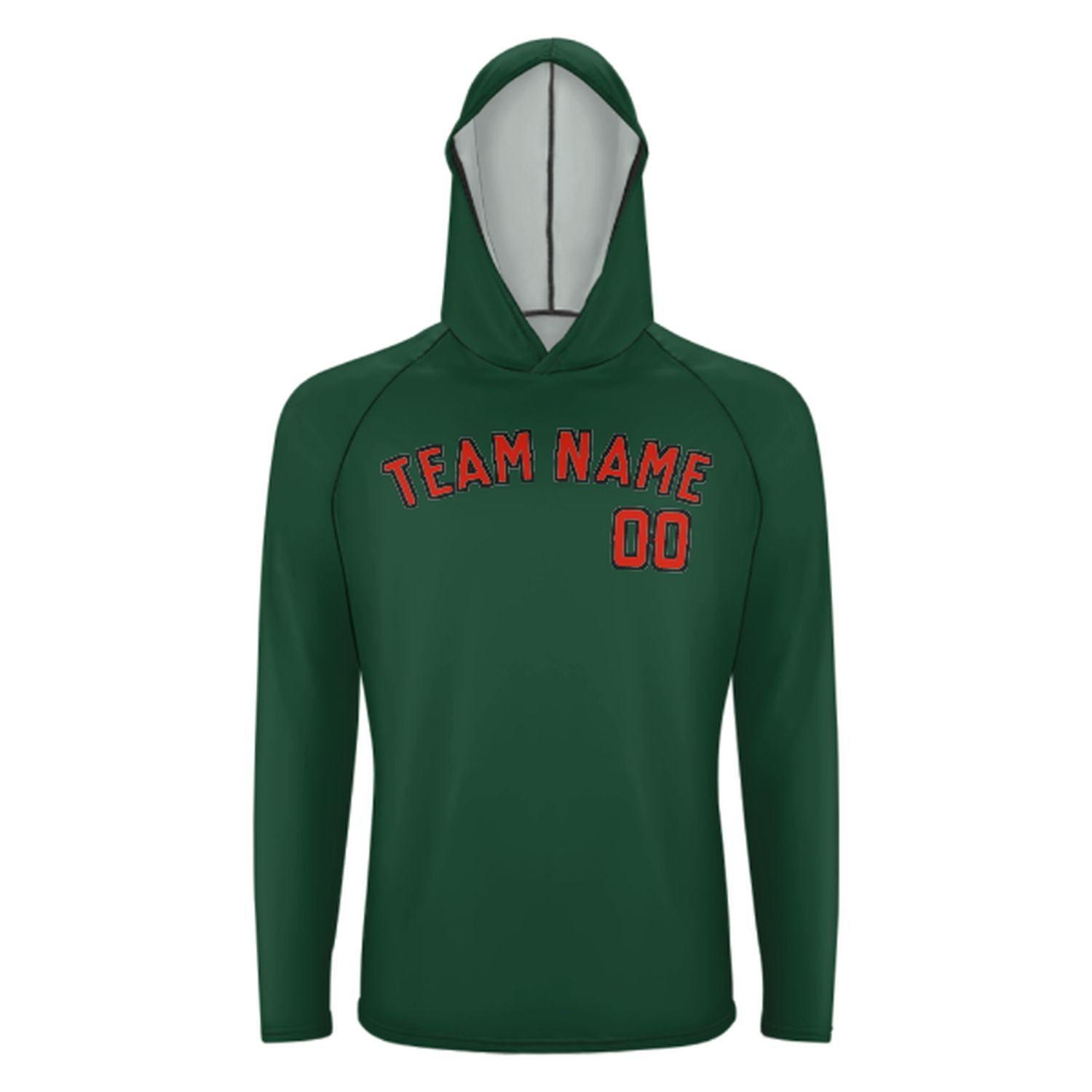 Maßgeschneidertes Moosgrün Orangerot UV-Hoodie