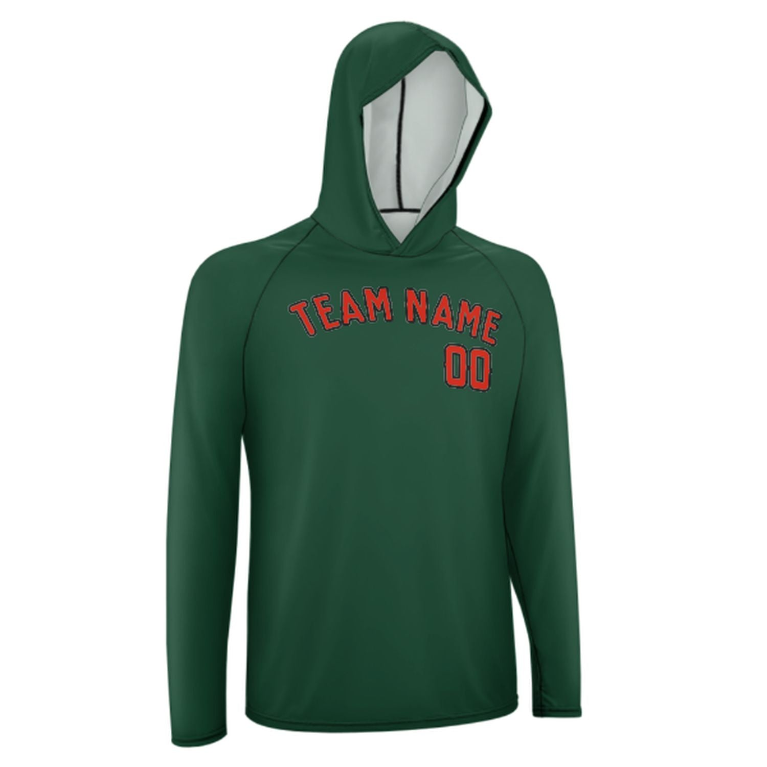 Maßgeschneidertes Moosgrün Orangerot UV-Hoodie