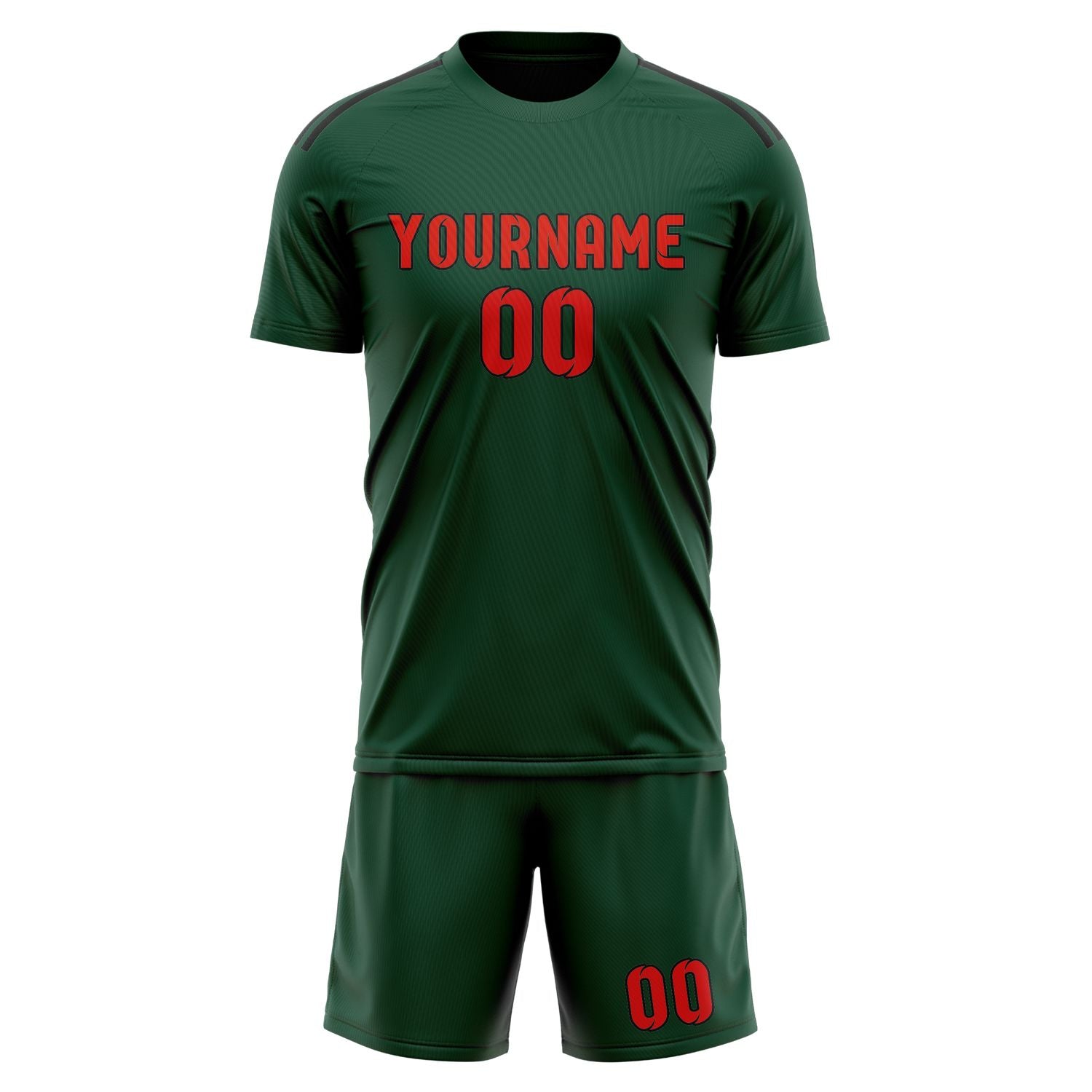 Set di maglie da football professionali personalizzate color verde muschio arancione e rosso