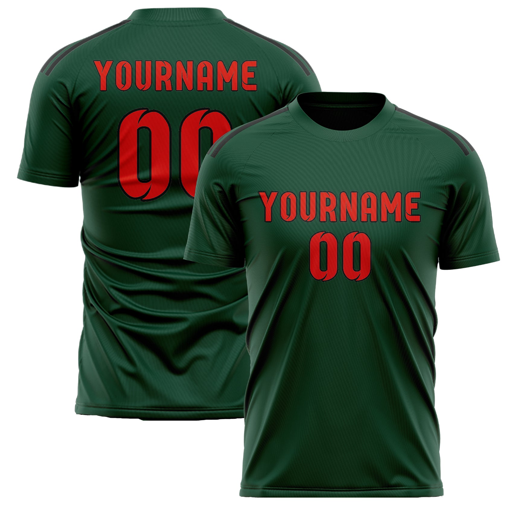 Benutzerdefiniertes Professionelles Moosgrün Orangerot Fußballtrikot
