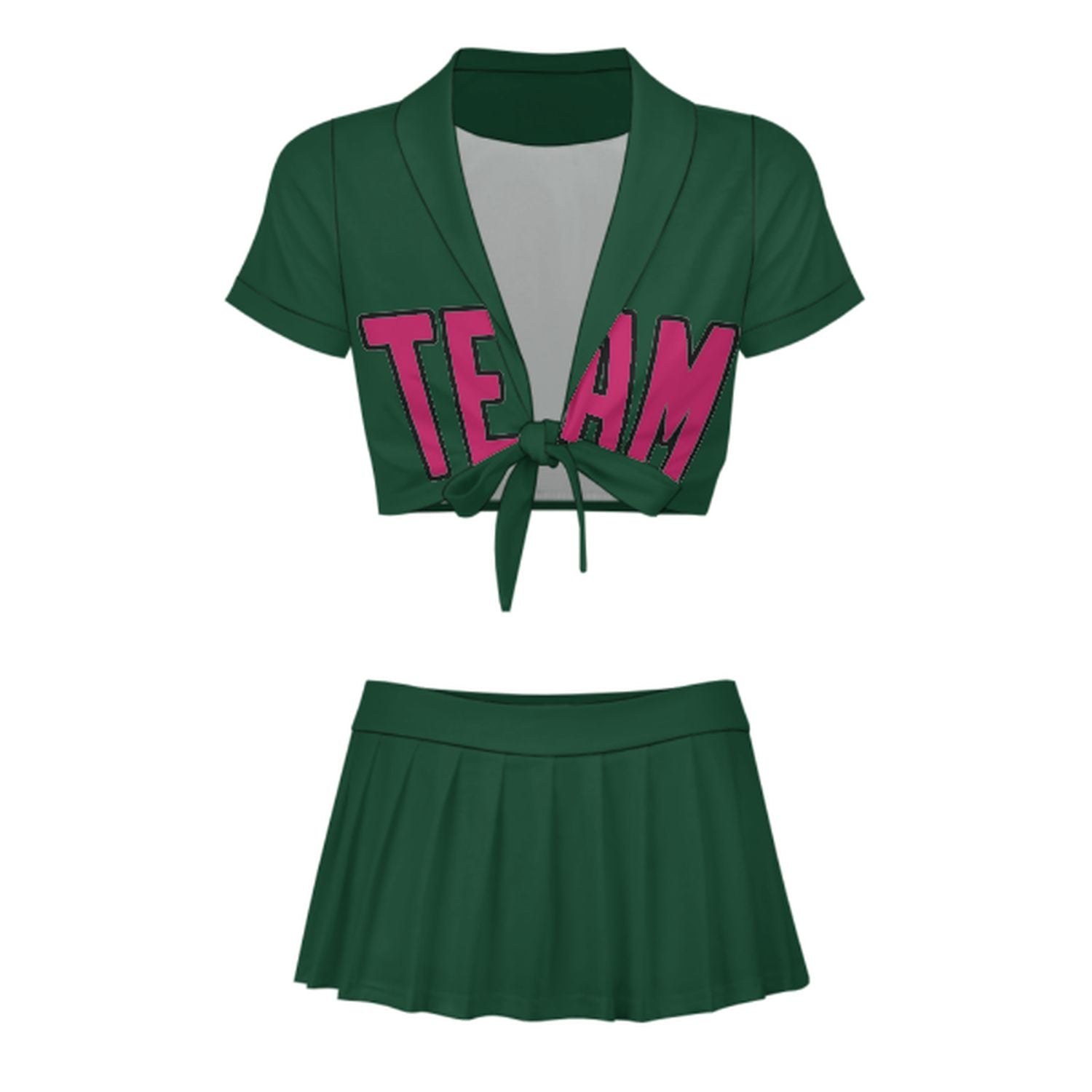 Completo da cheerleader rosa e verde muschio personalizzato