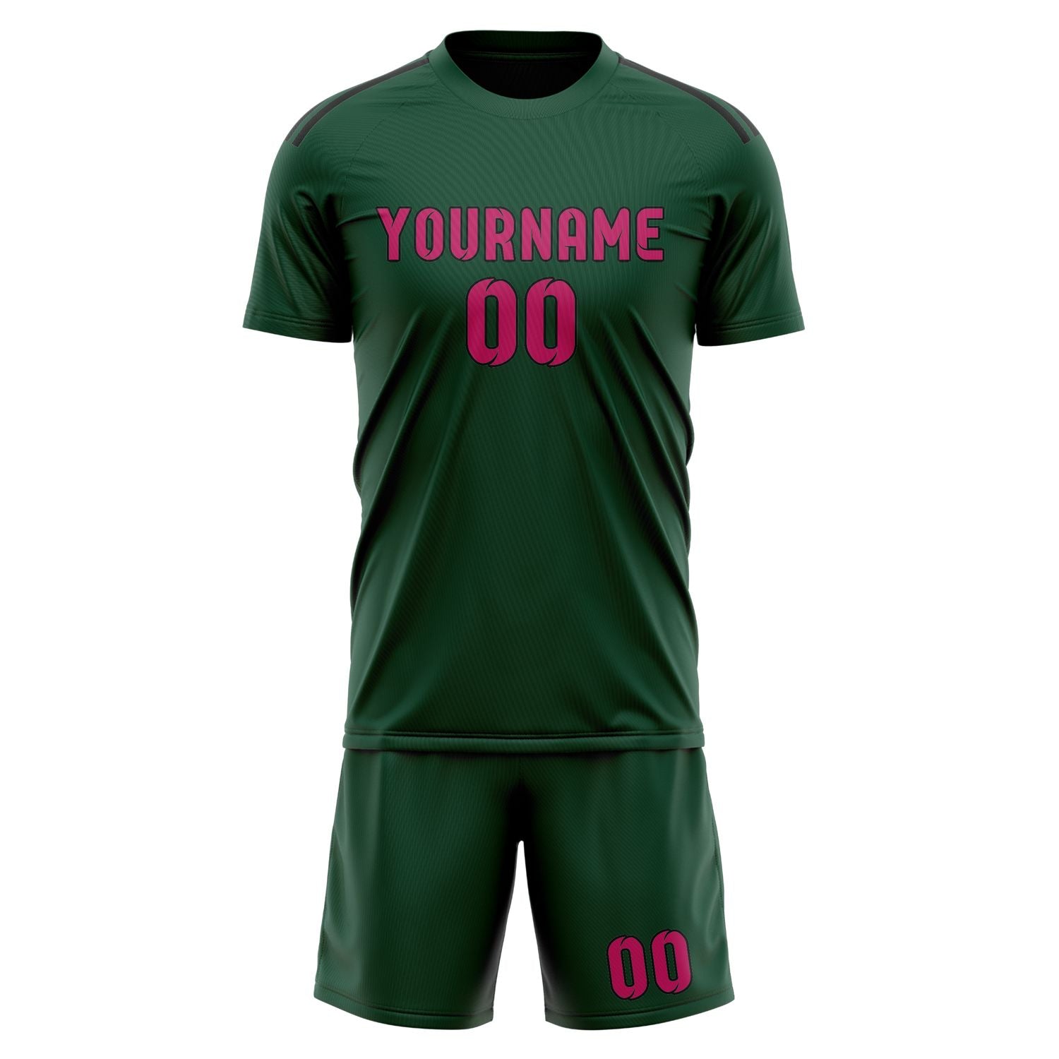 Set di maglie da football professionali personalizzate verde muschio rosa e rosse