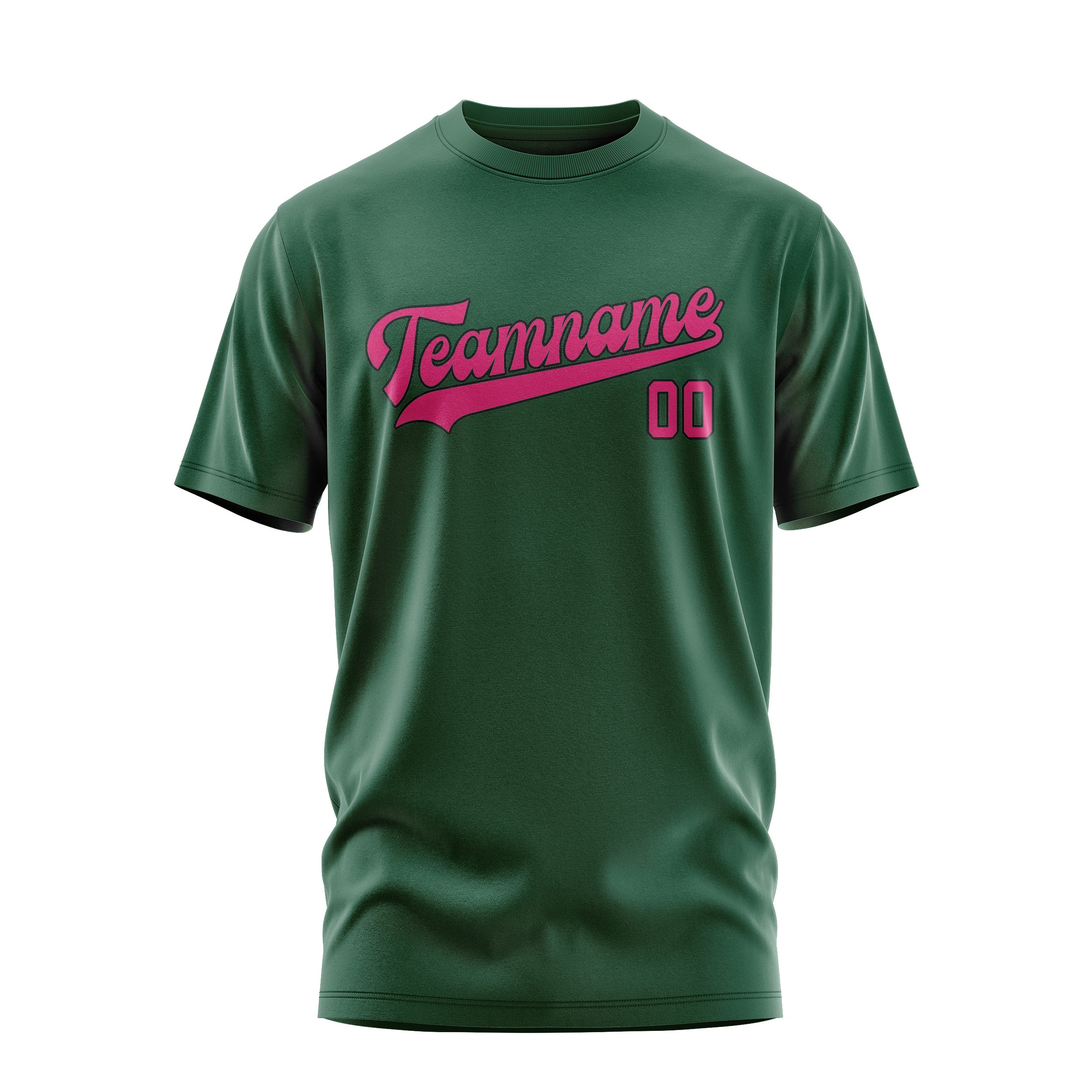 Maßgeschneidertes Moosgrün Rosarot T-Shirt