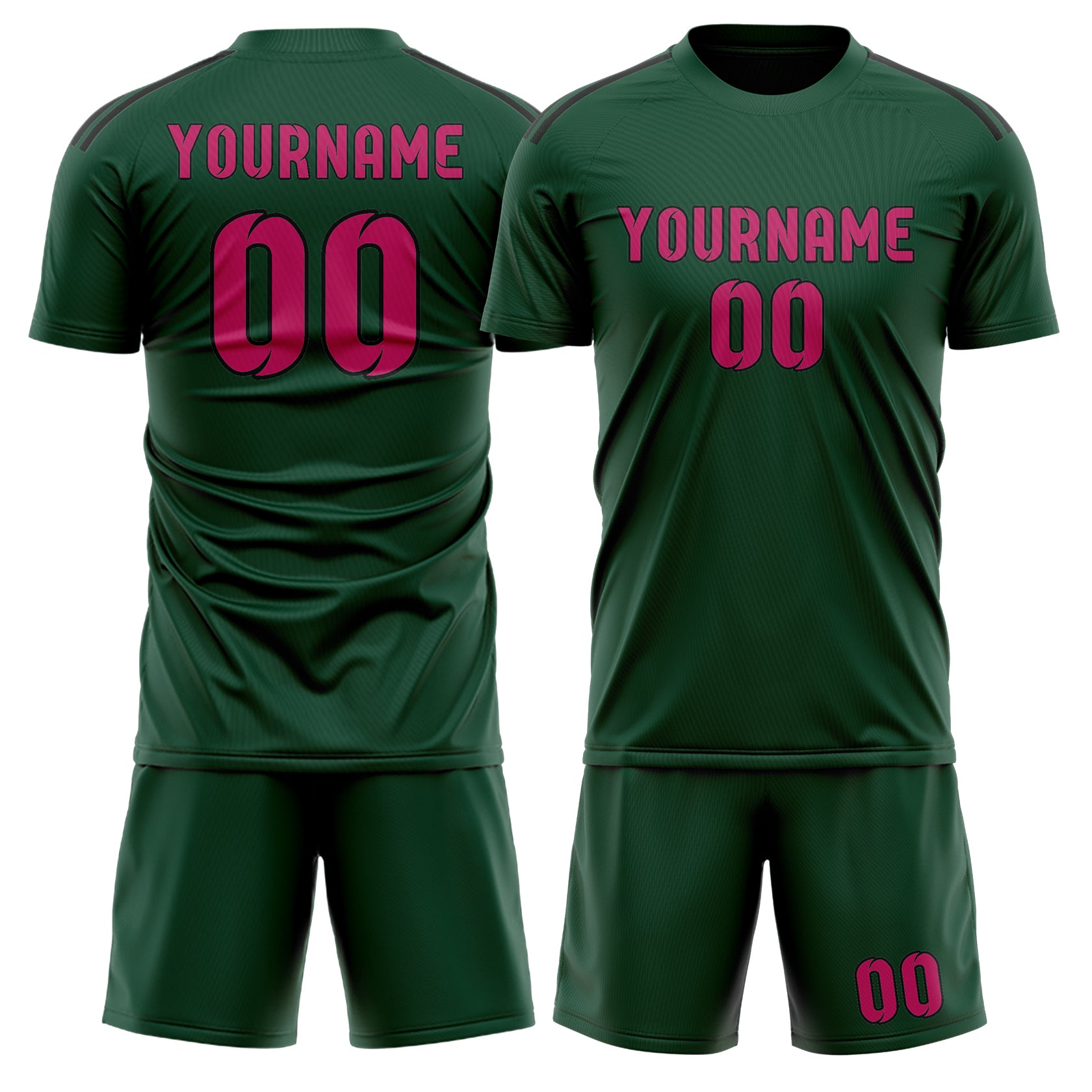 Set di maglie da football professionali personalizzate verde muschio rosa e rosse