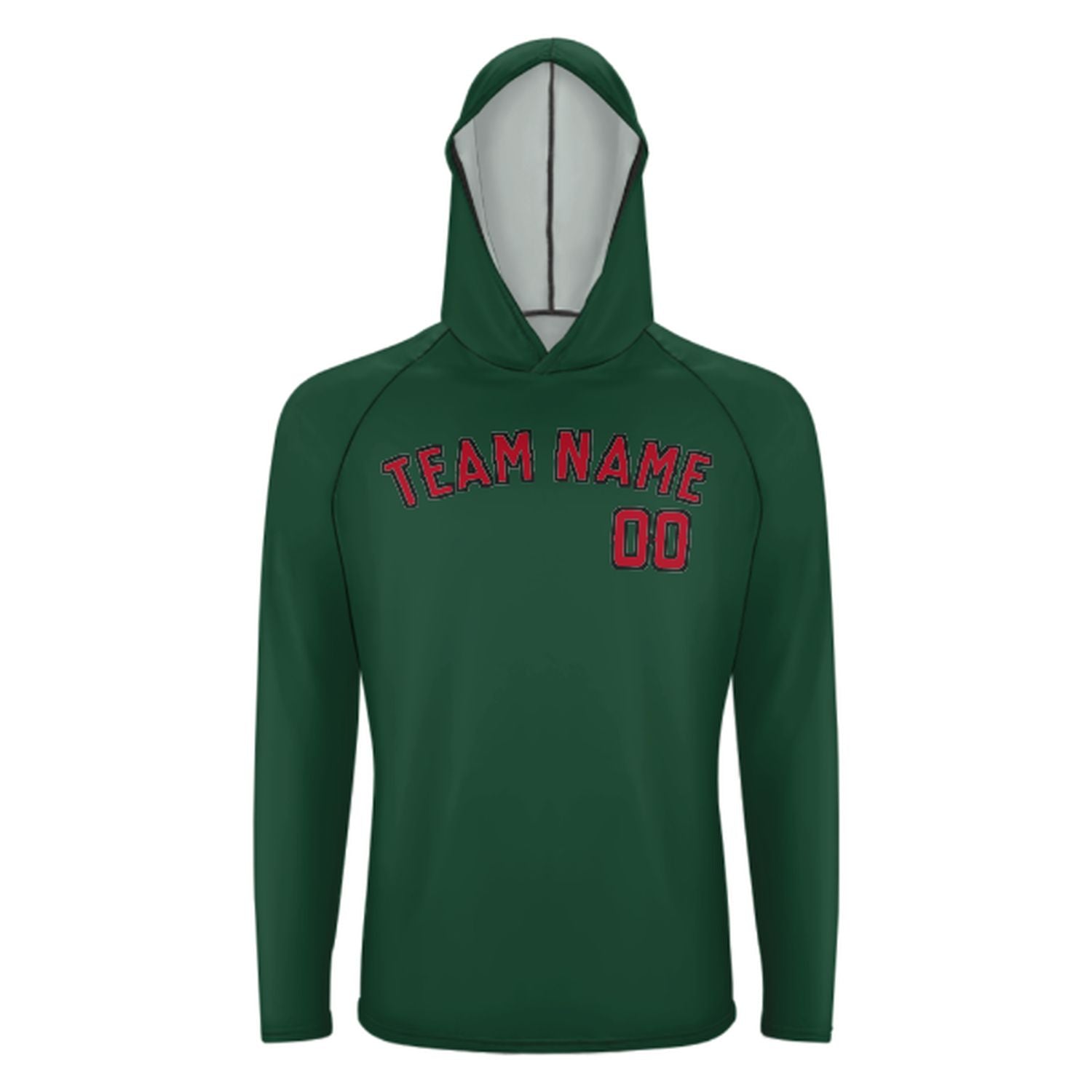 Maßgeschneidertes Moosgrün Rot UV-Hoodie