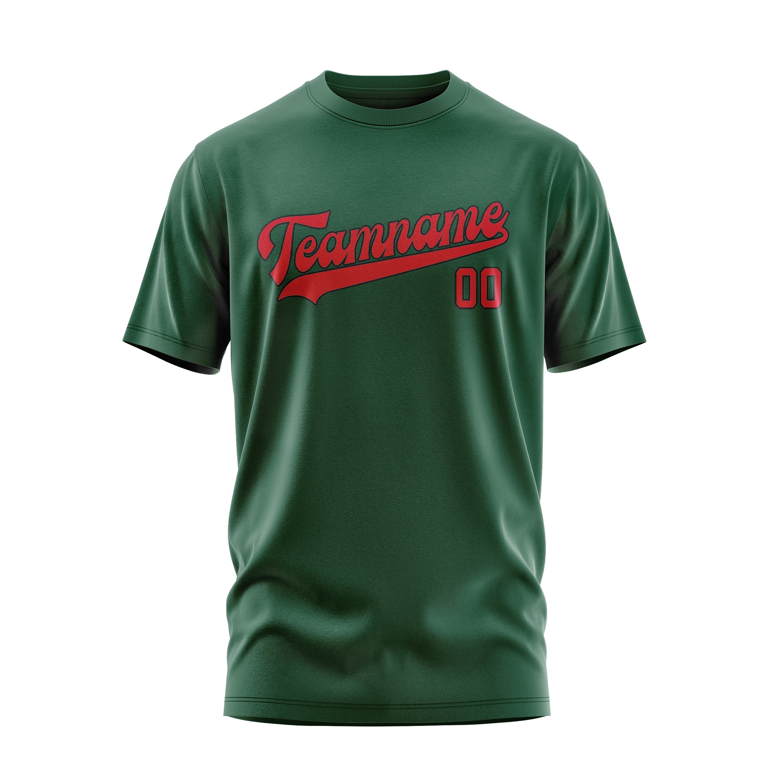 Maßgeschneidertes Moosgrün Rot T-Shirt