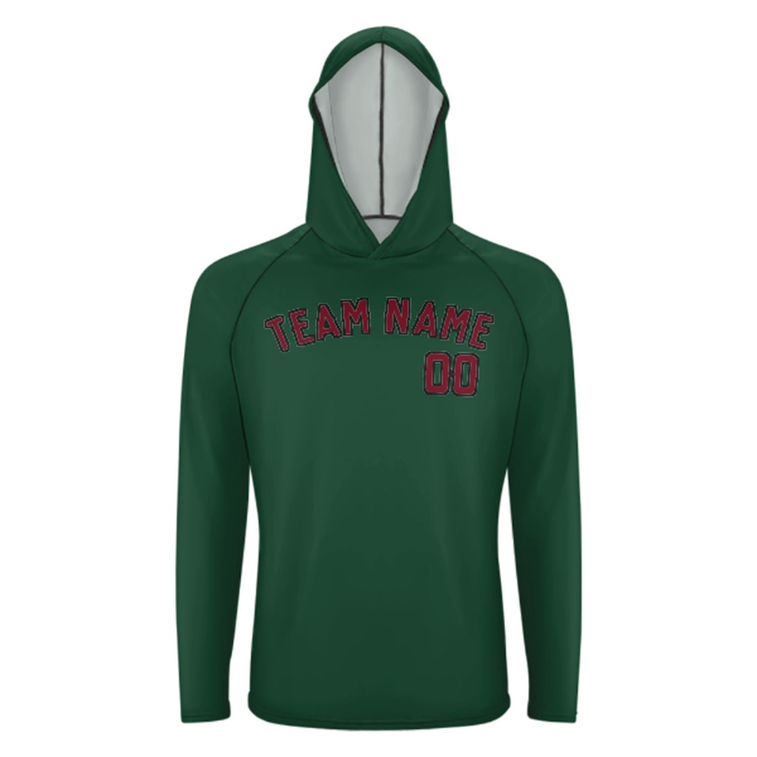 Maßgeschneidertes Moosgrün Karmesinrot UV-Hoodie